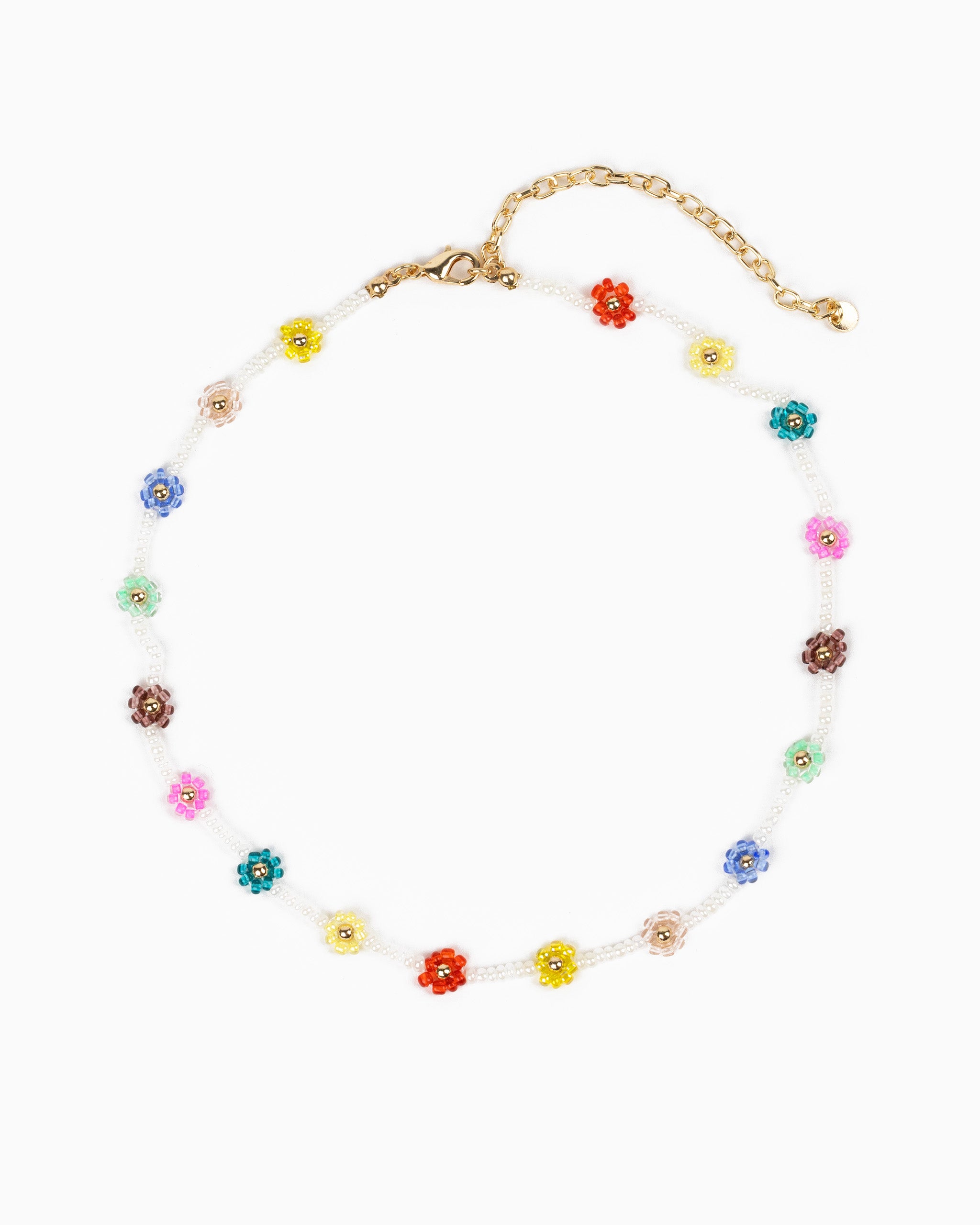 Daisy Flower Clear Color Bead Choker Necklace-6