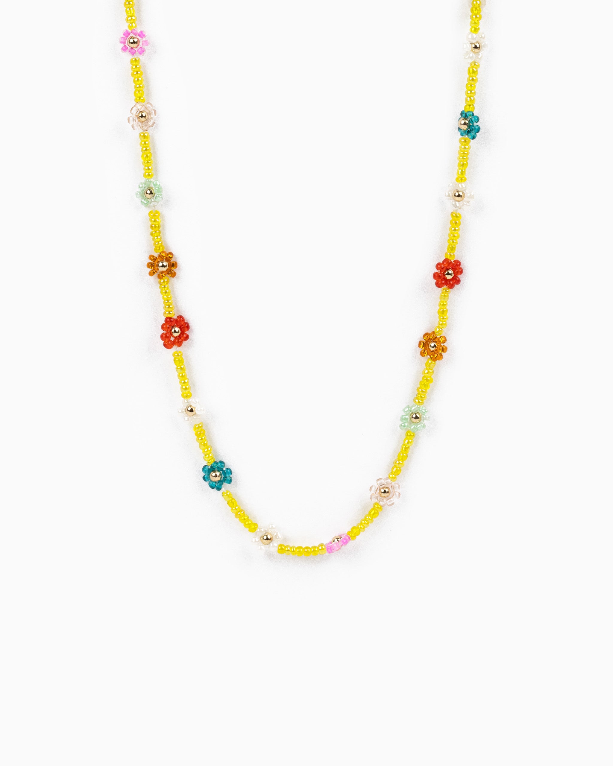 Daisy Flower Clear Color Bead Choker Necklace