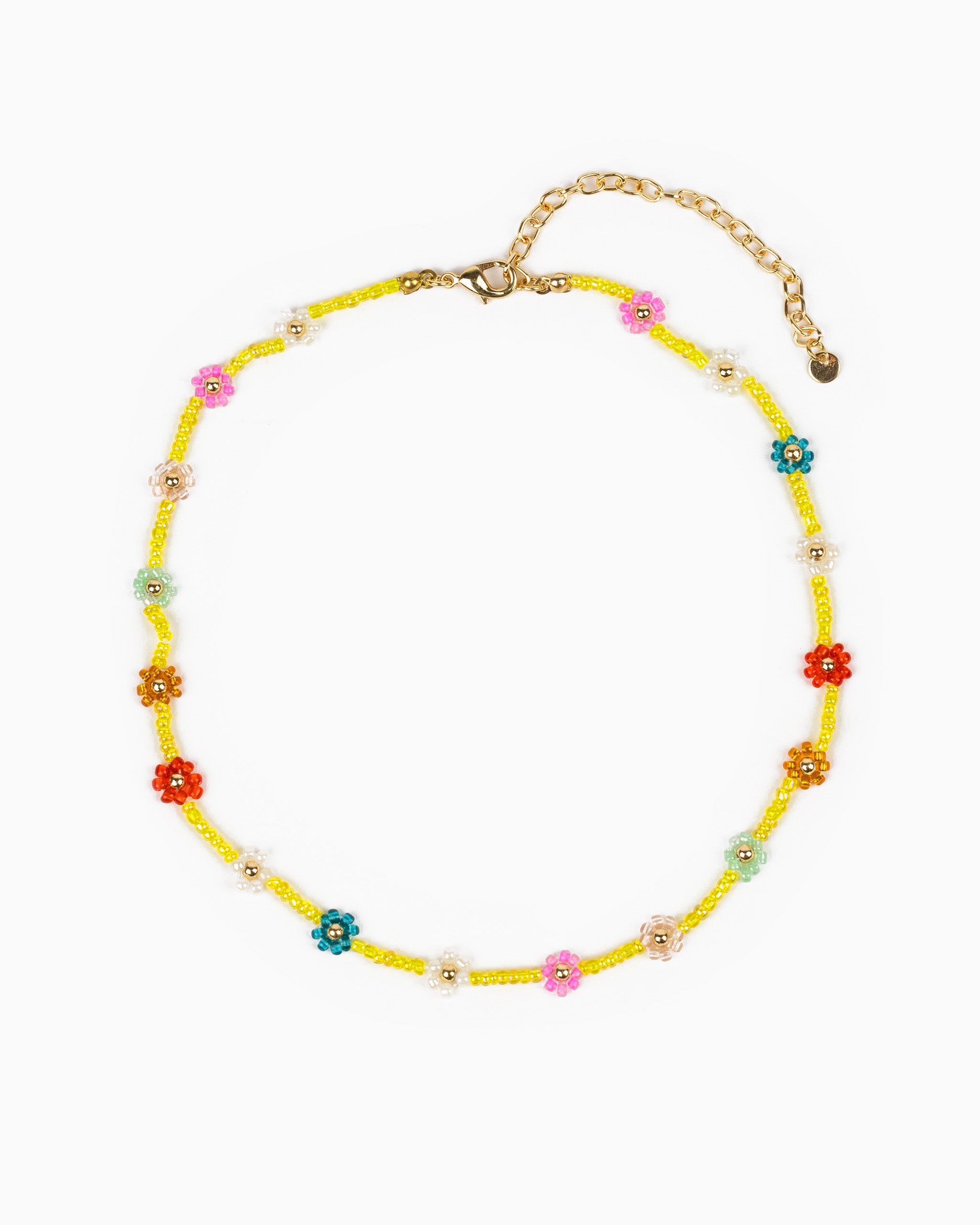 Daisy Flower Clear Color Bead Choker Necklace