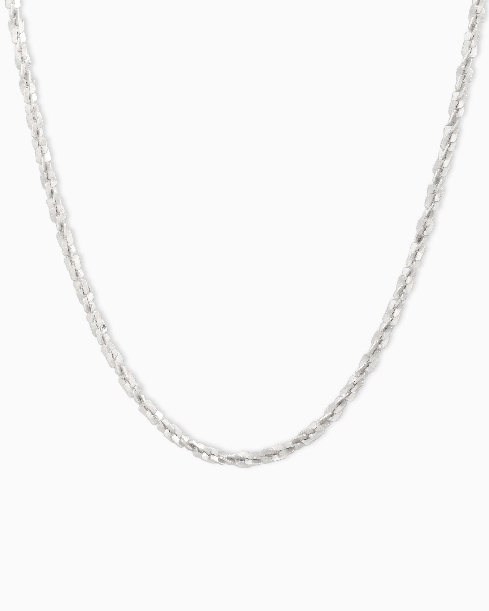 Square Link Chain Necklace (Matte Silver)