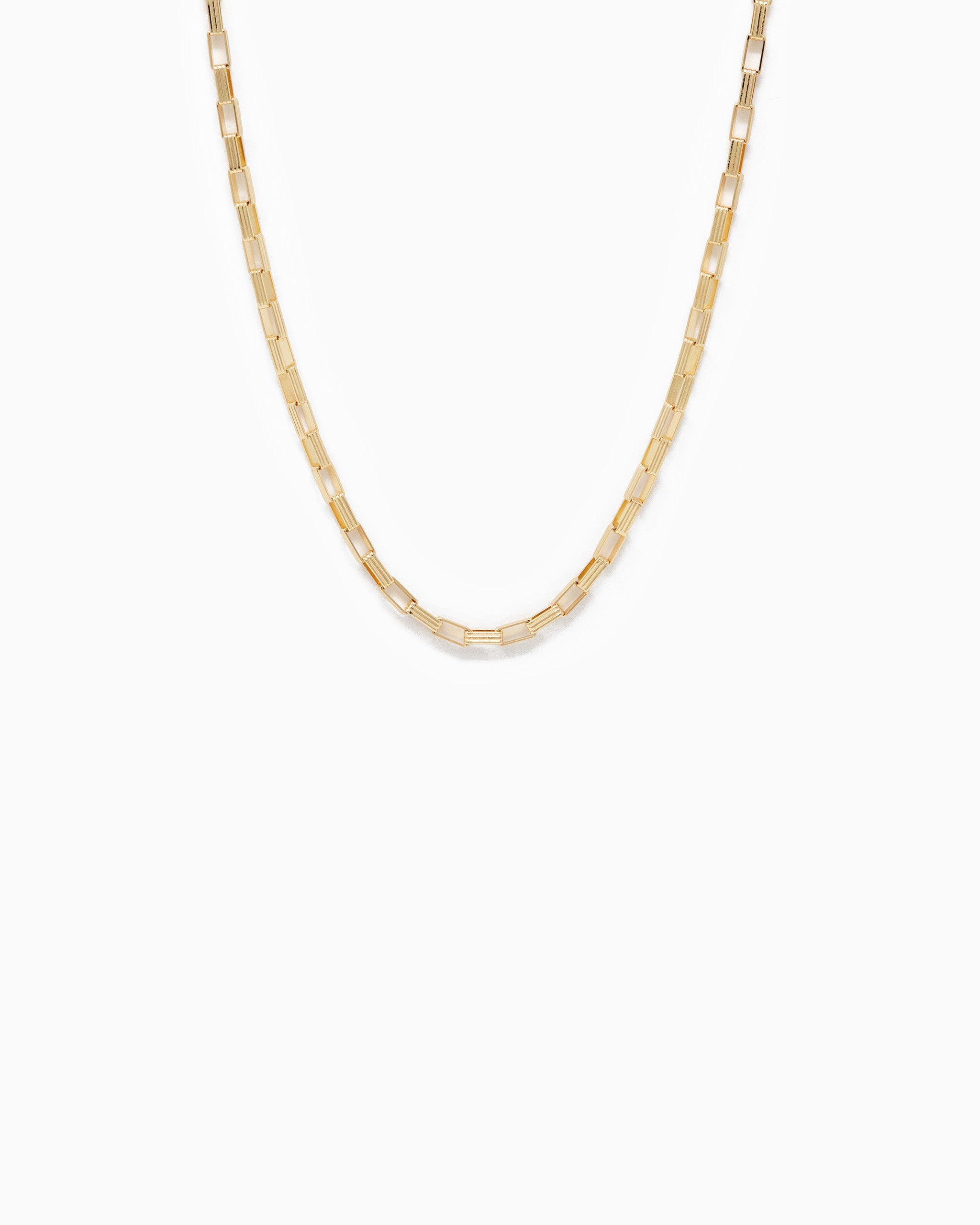 Textured Rectangle Chain Necklace-4