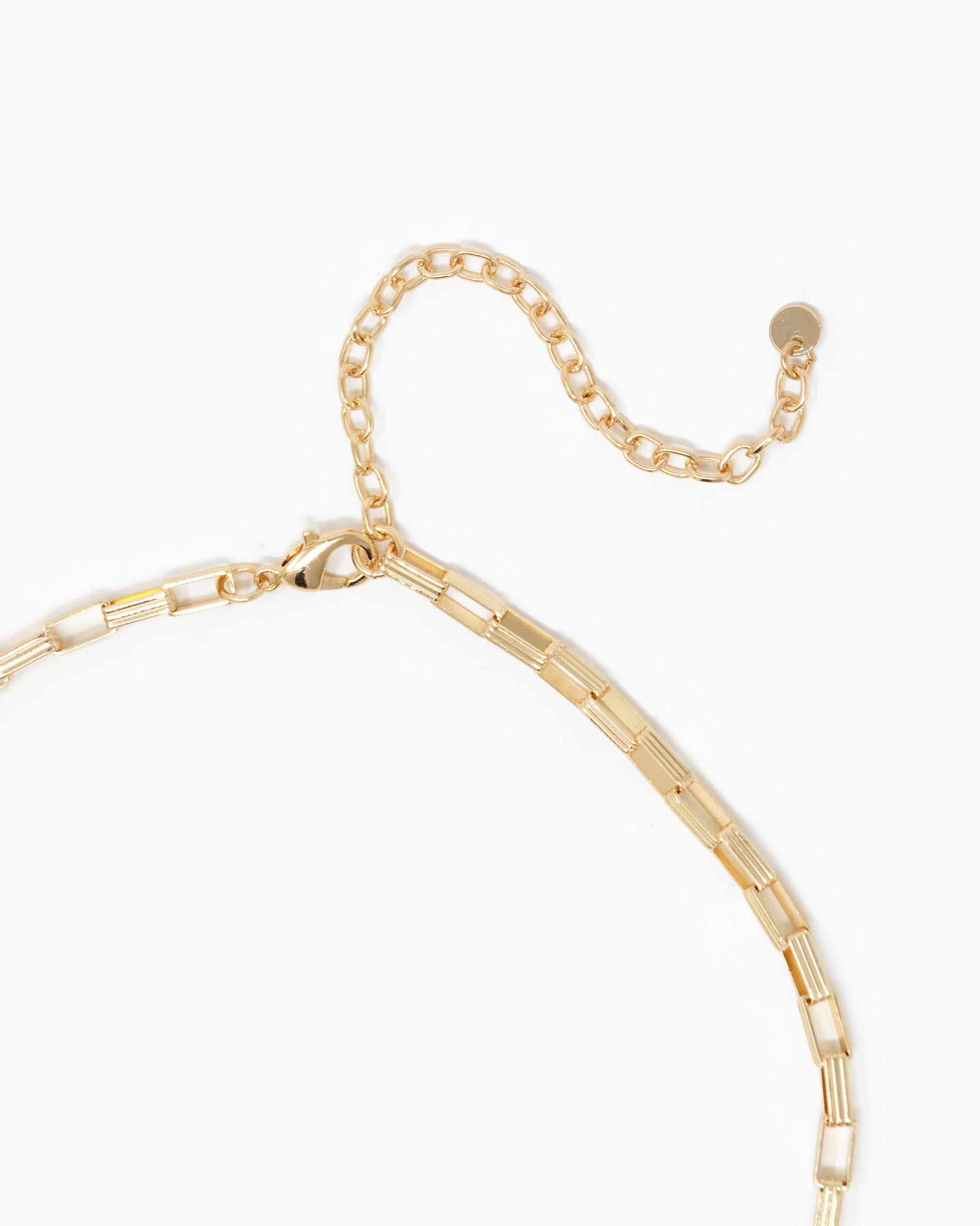 Textured Rectangle Chain Necklace-3
