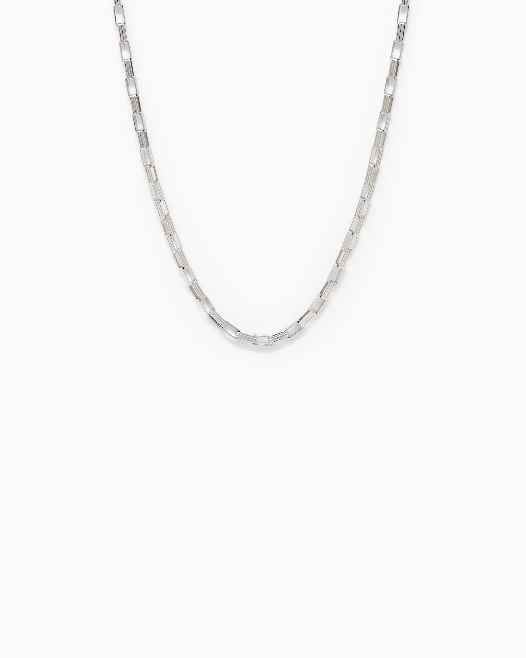 Textured Rectangle Chain Necklace-5