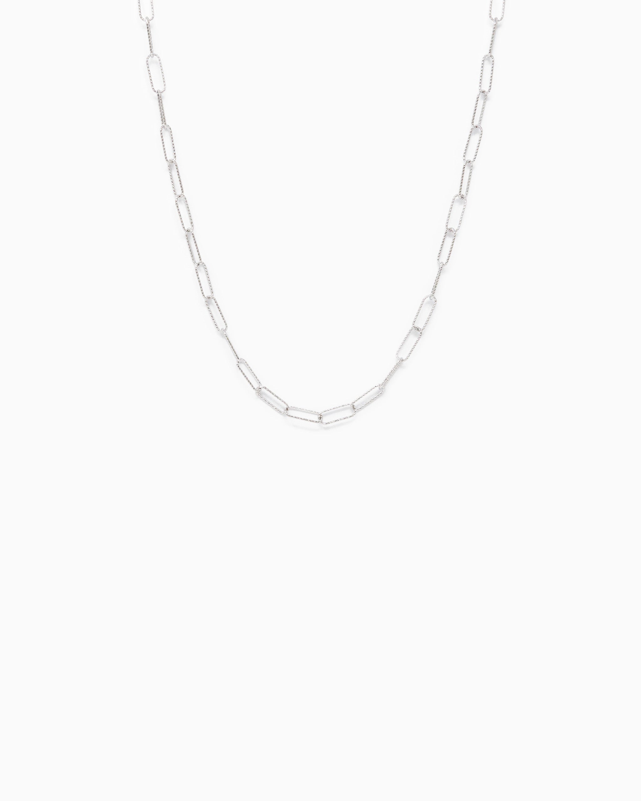 Textured Small Clip Link Chain Necklace-4