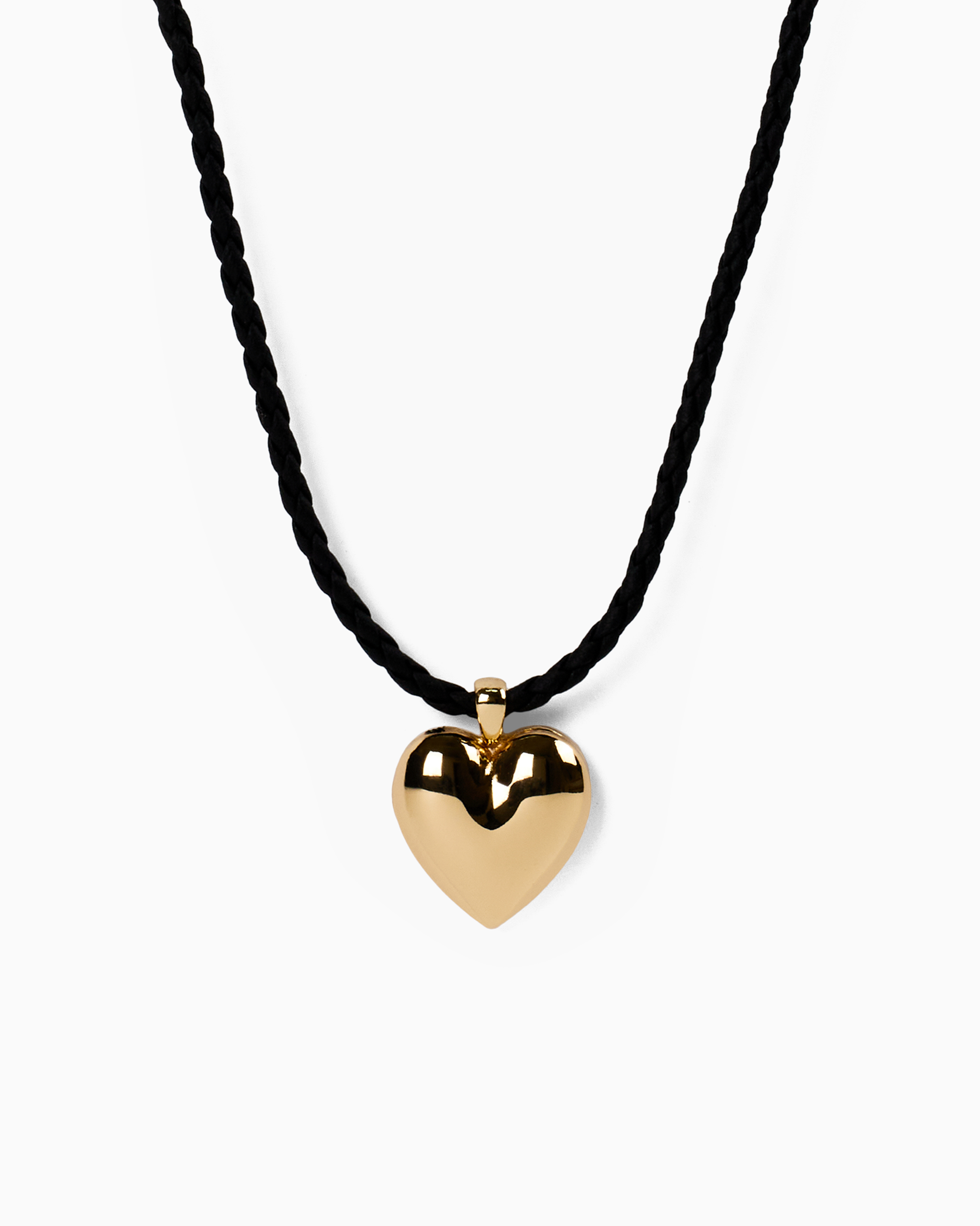 Braided Leather Bold Heart Pendant Necklace