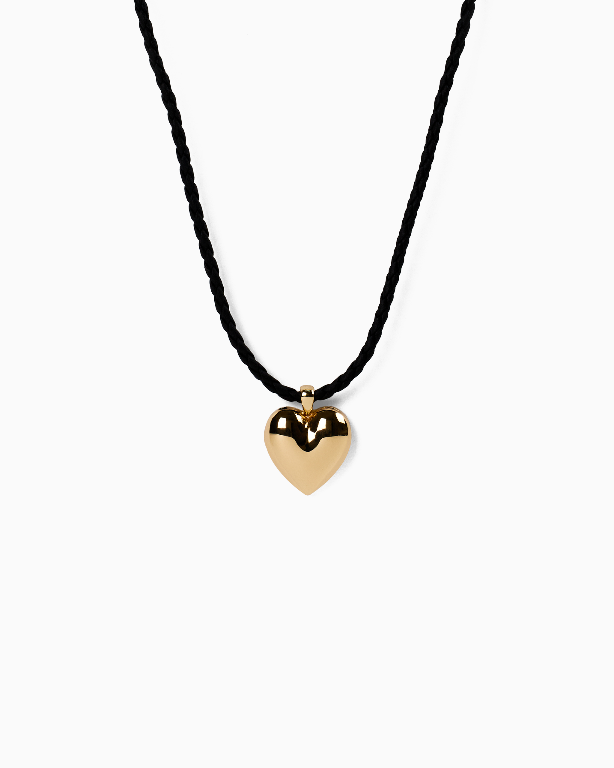 Braided Leather Bold Heart Pendant Necklace-4