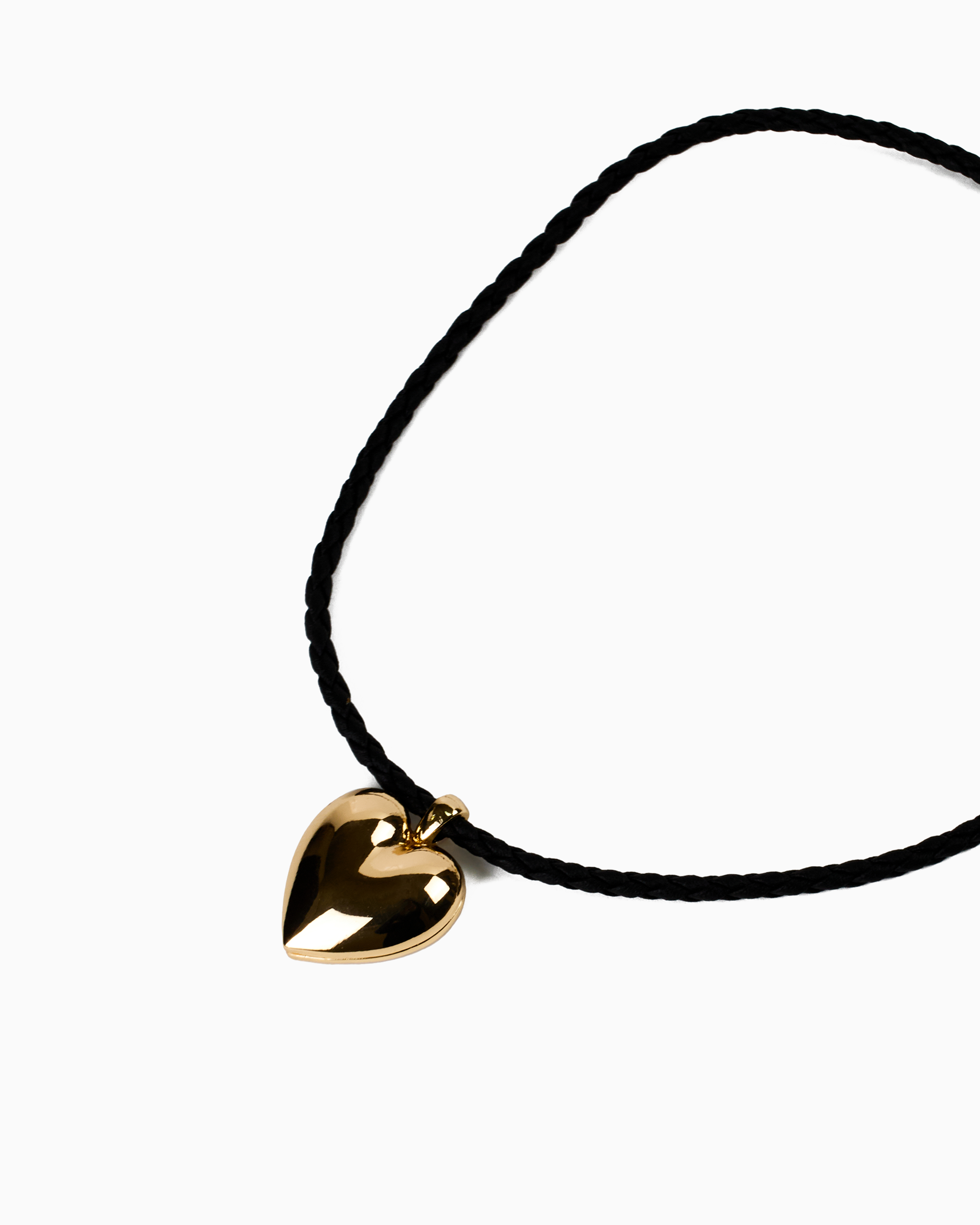 Braided Leather Bold Heart Pendant Necklace