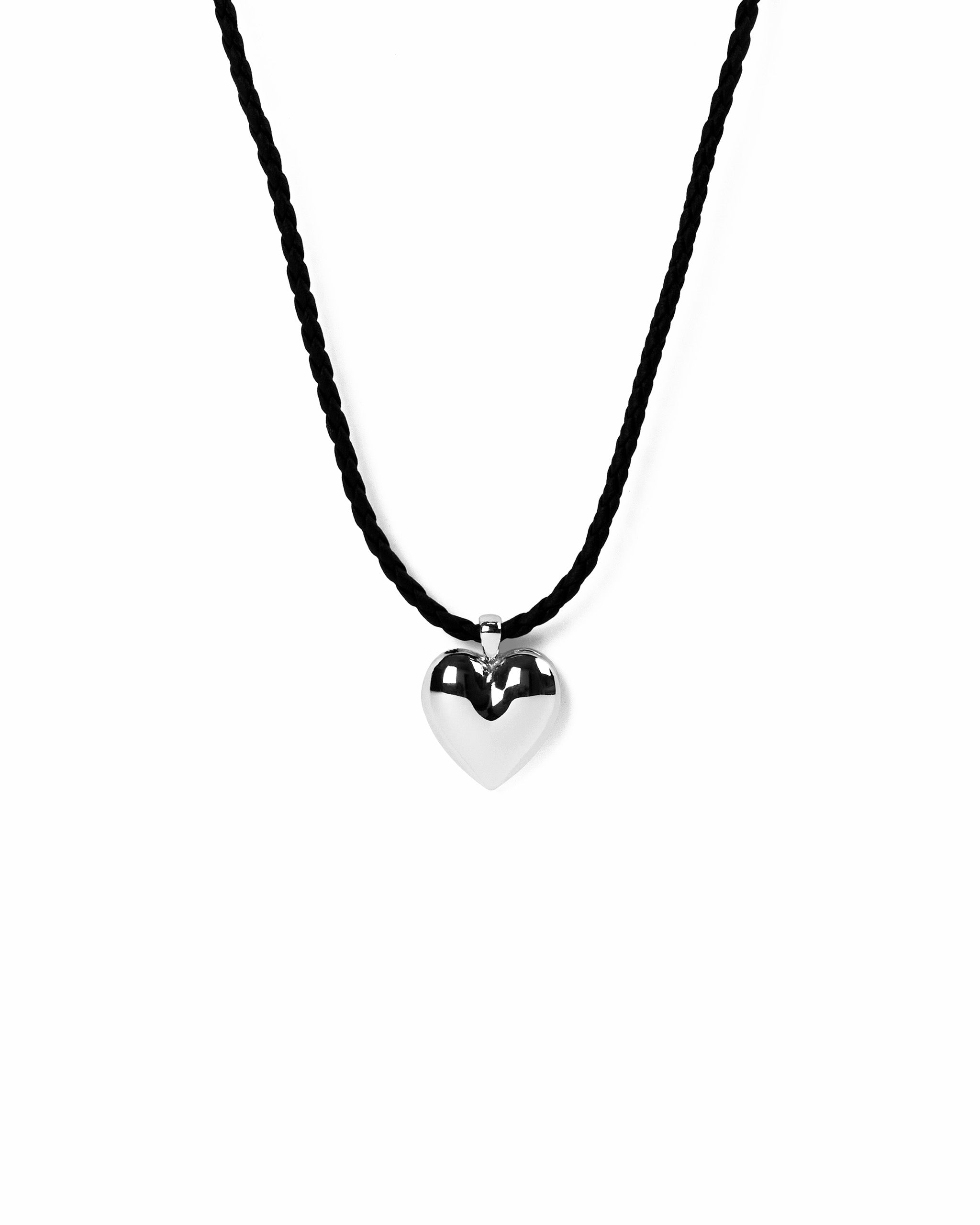 Braided Leather Bold Heart Pendant Necklace-5