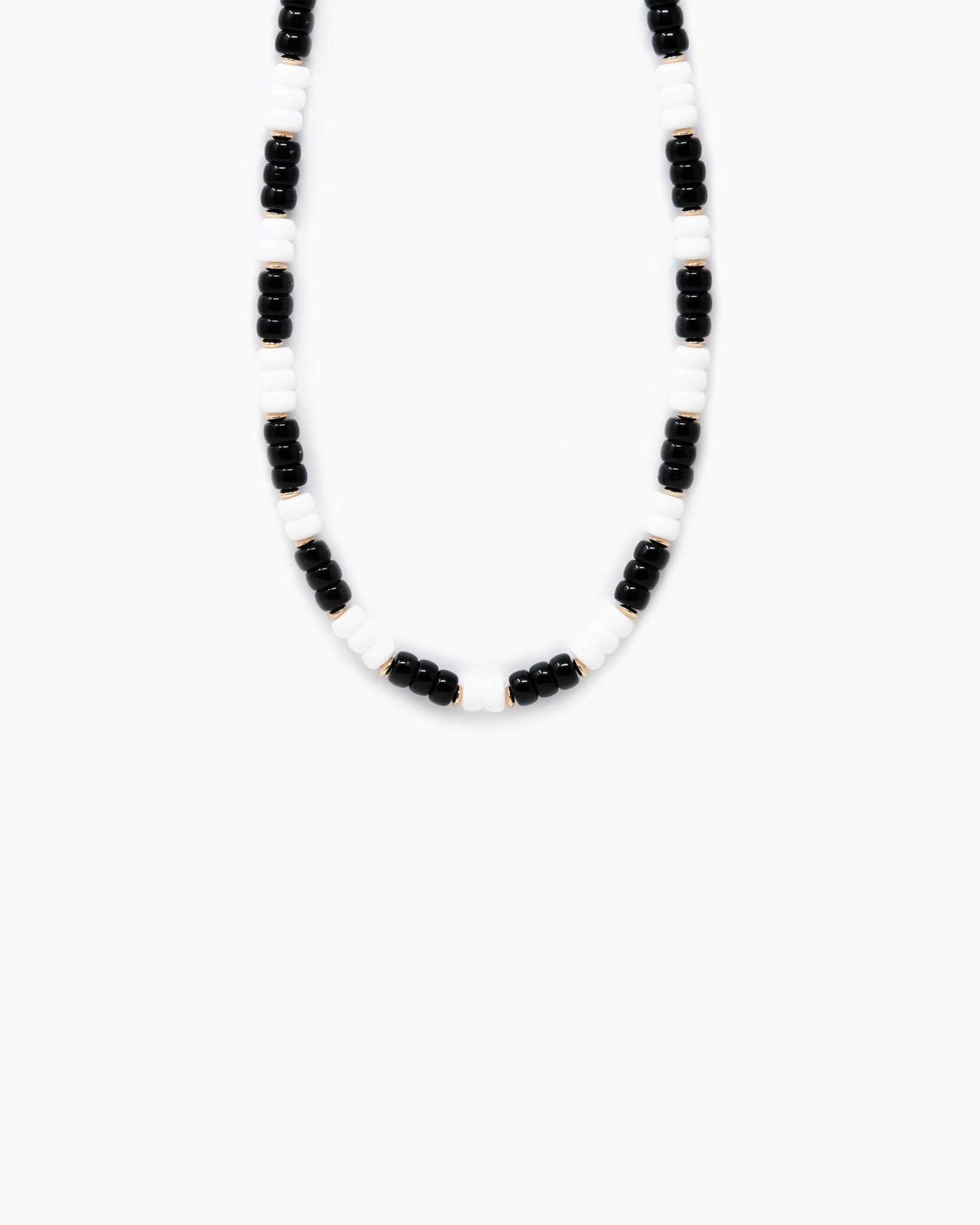 Multi-Color Beaded Necklace – Black & White detail