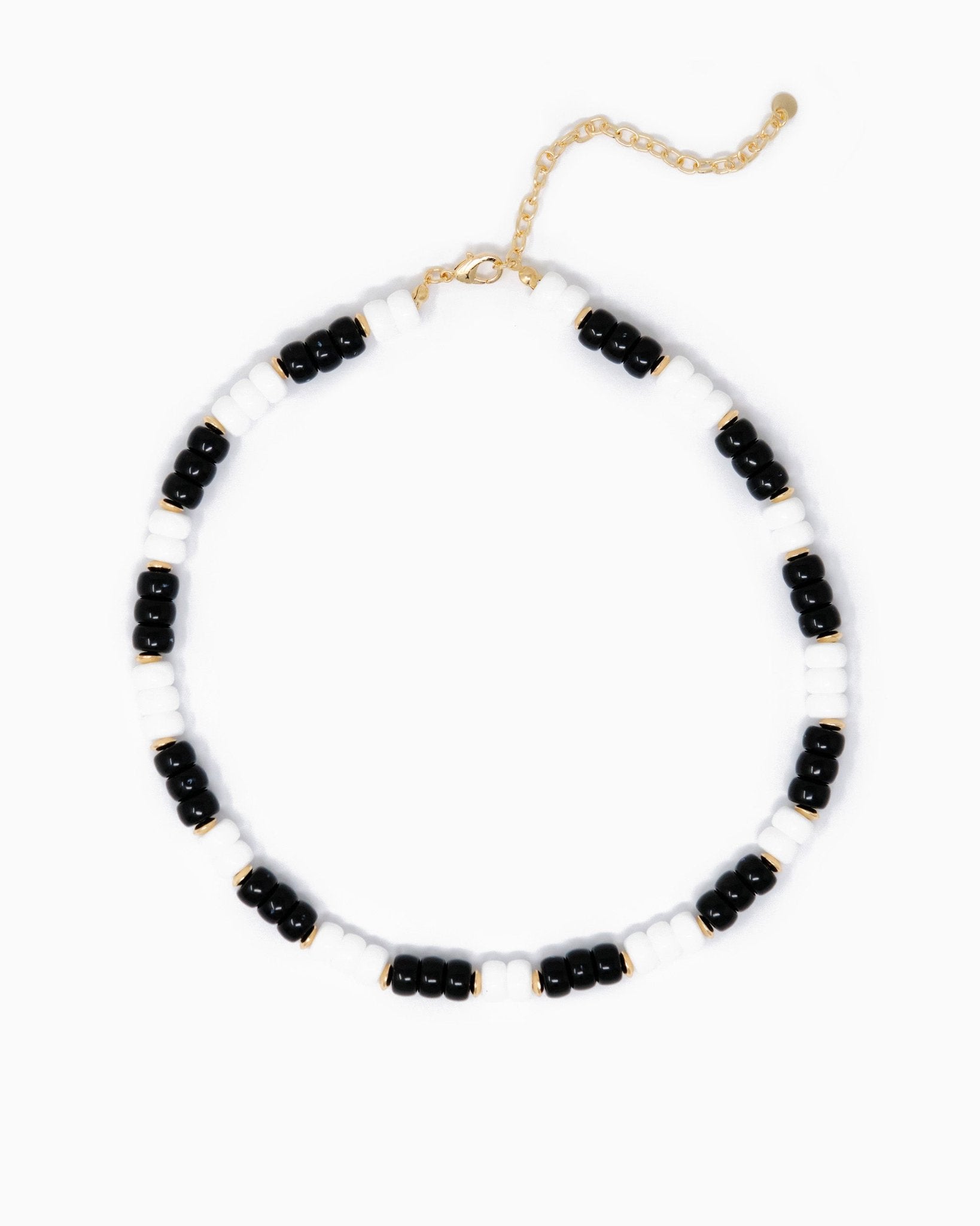 Multi-Color Beaded Necklace – Black & White