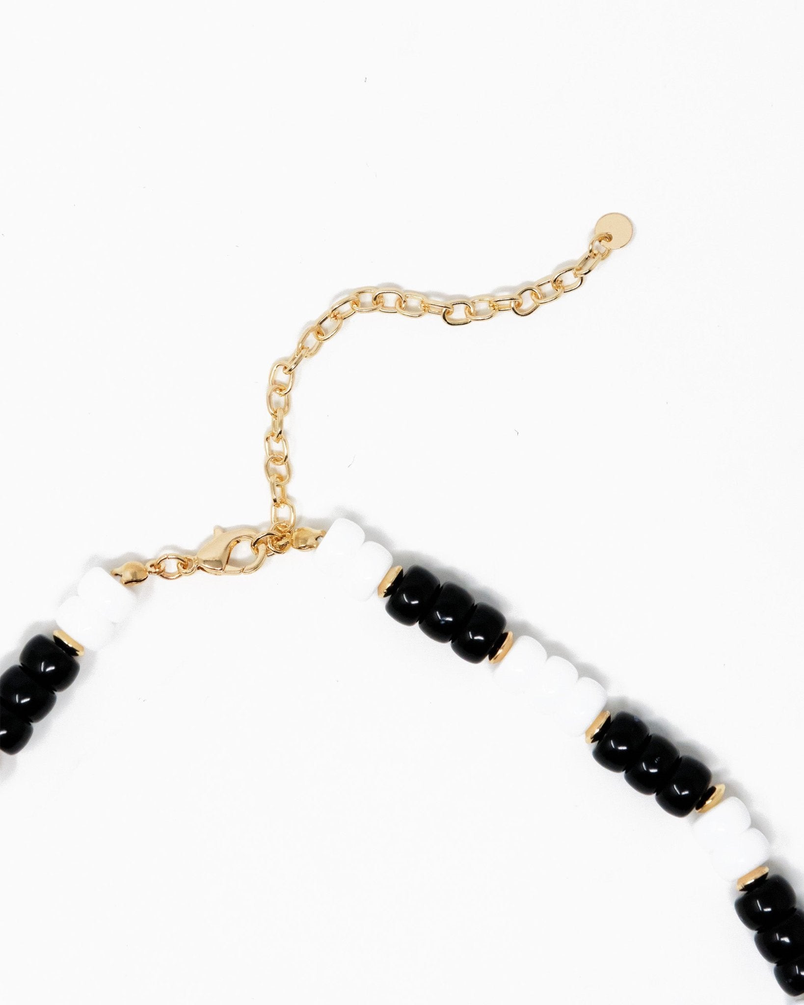 Multi-Color Beaded Necklace – Black & White side