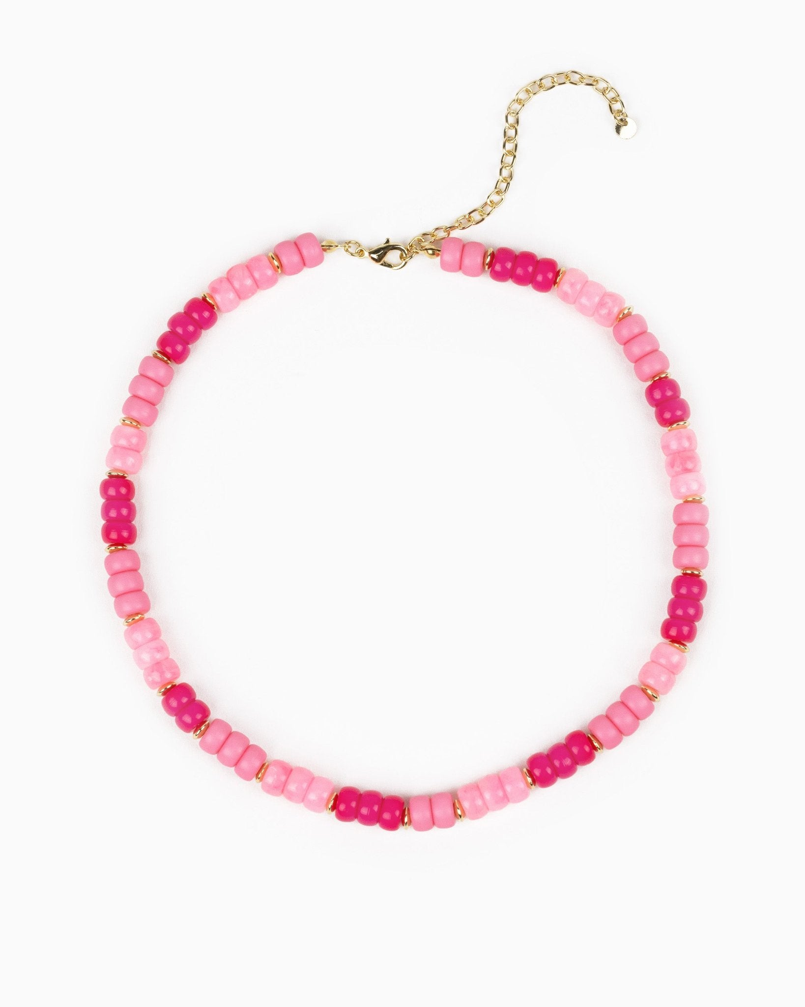 Multi-Color Beaded Necklace – Hot Pink