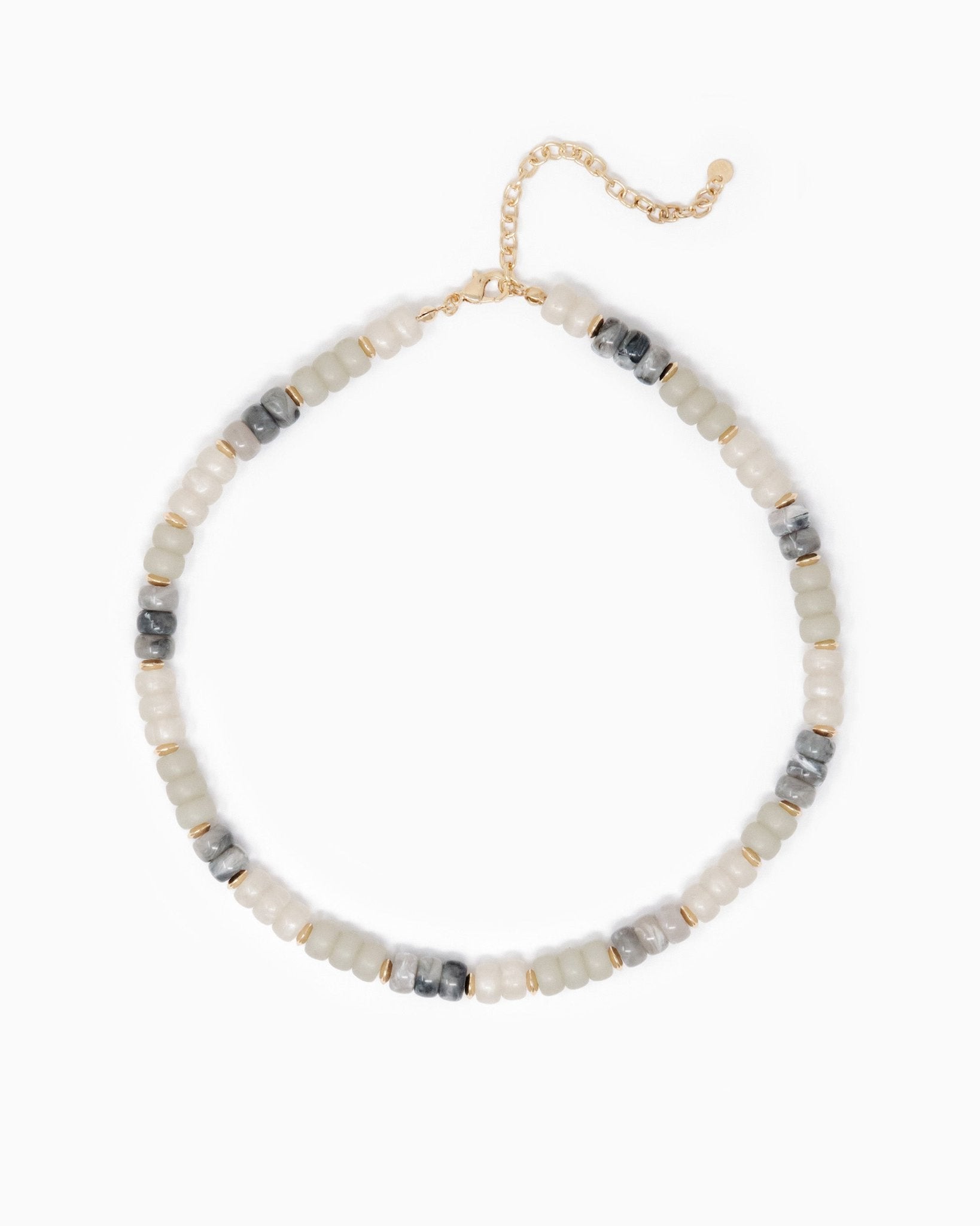 Multi-Color Beaded Necklace – Grey