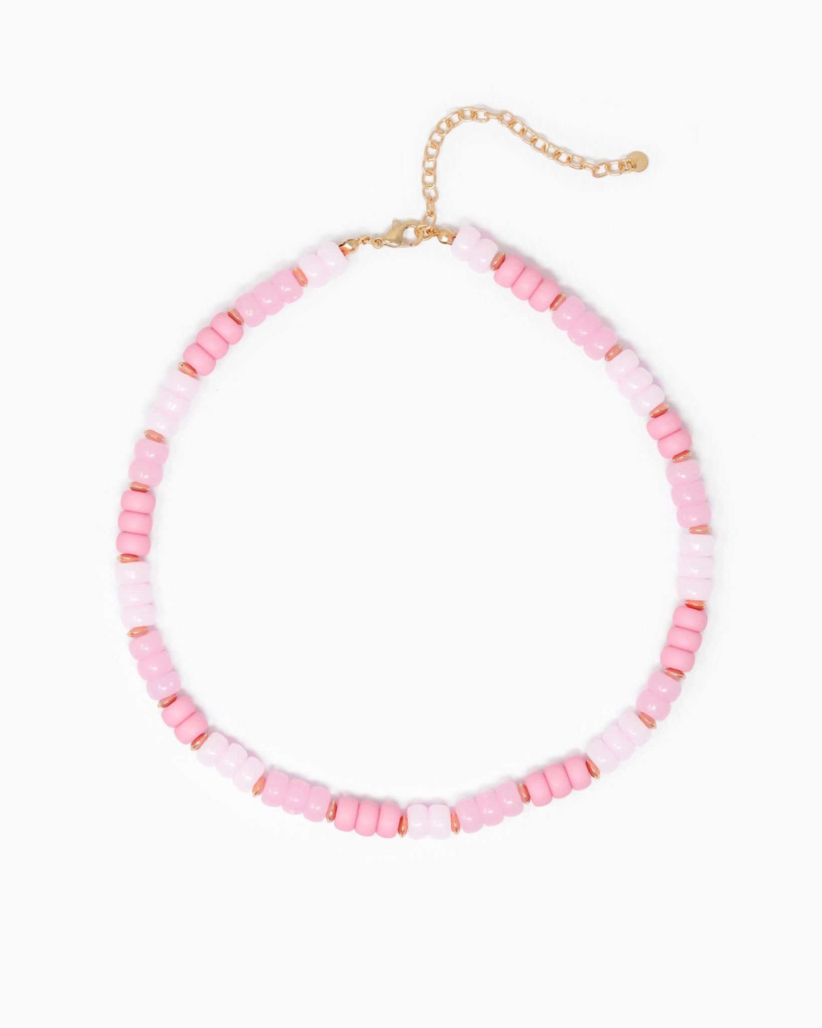 Multi-Color Beaded Necklace – Pink
