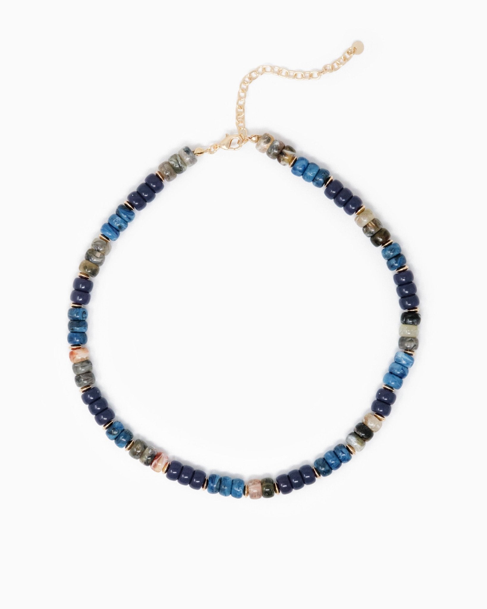 Multi-Color Beaded Necklace – Navy
