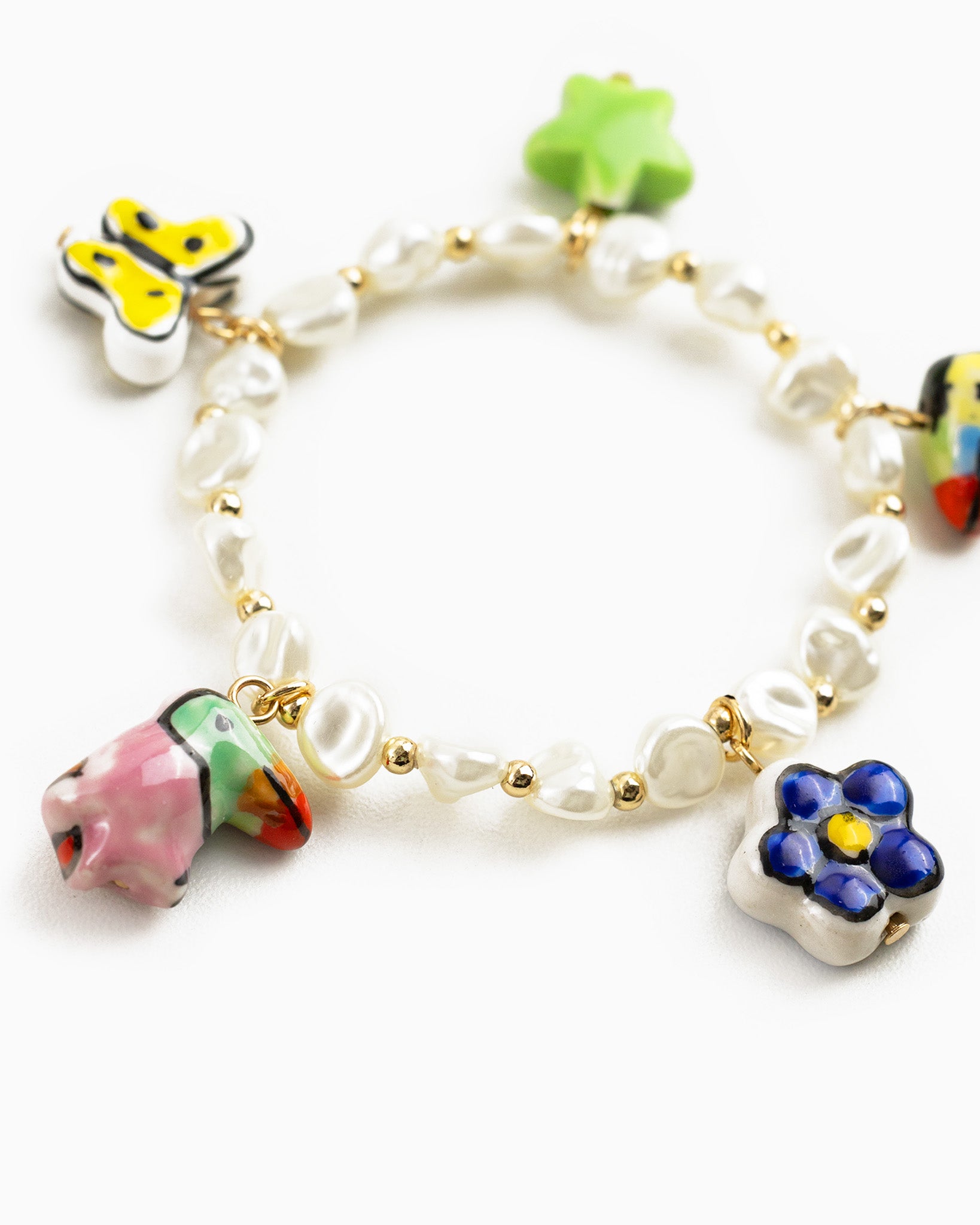 Tropical Toucan Bird Ceramic Charm Bracelet