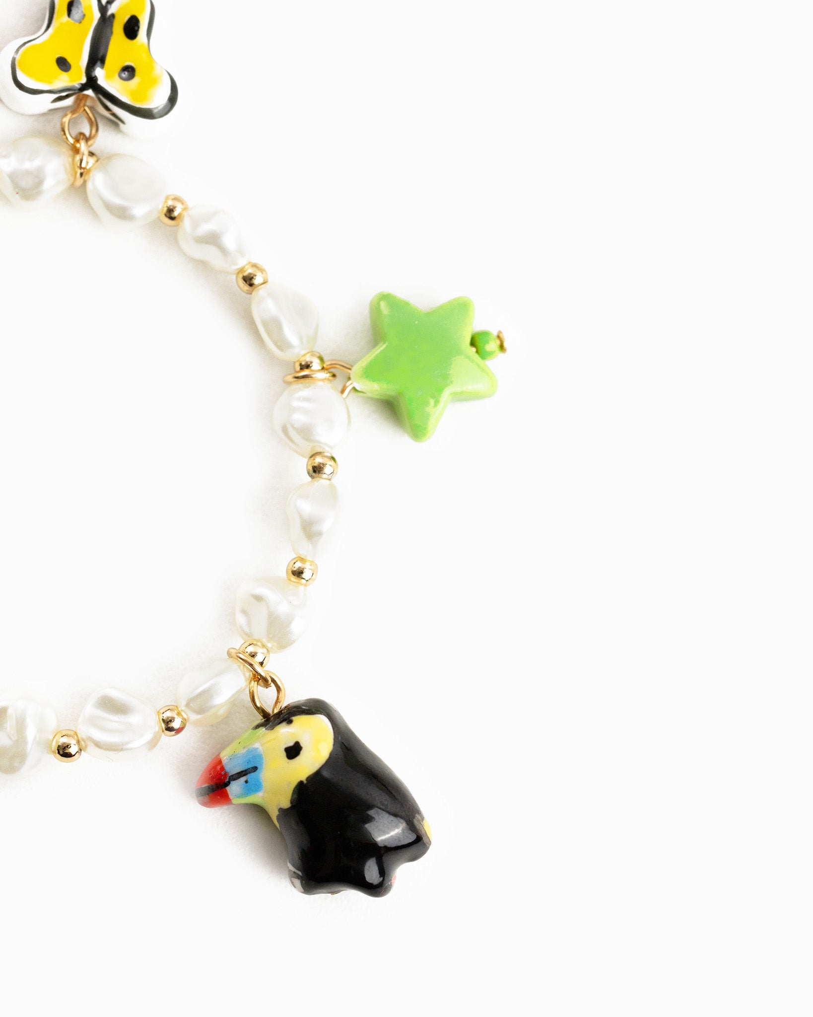 Tropical Toucan Bird Ceramic Charm Bracelet