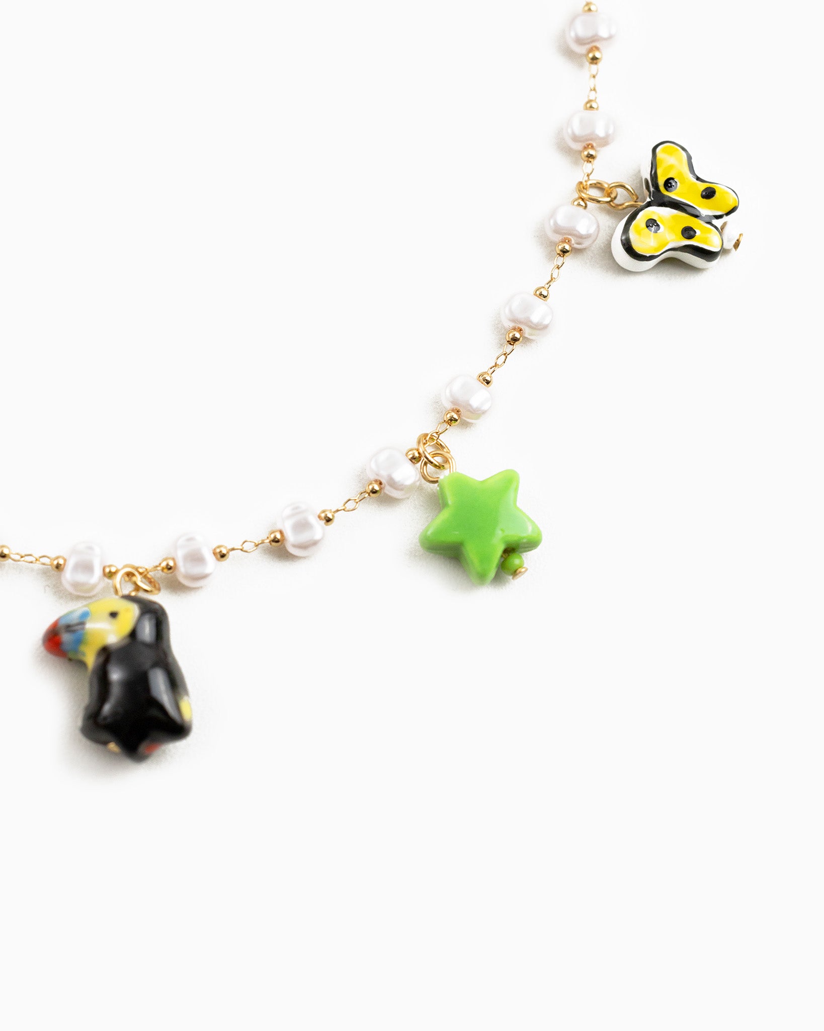 Tropical Toucan Bird Ceramic Charm Necklace