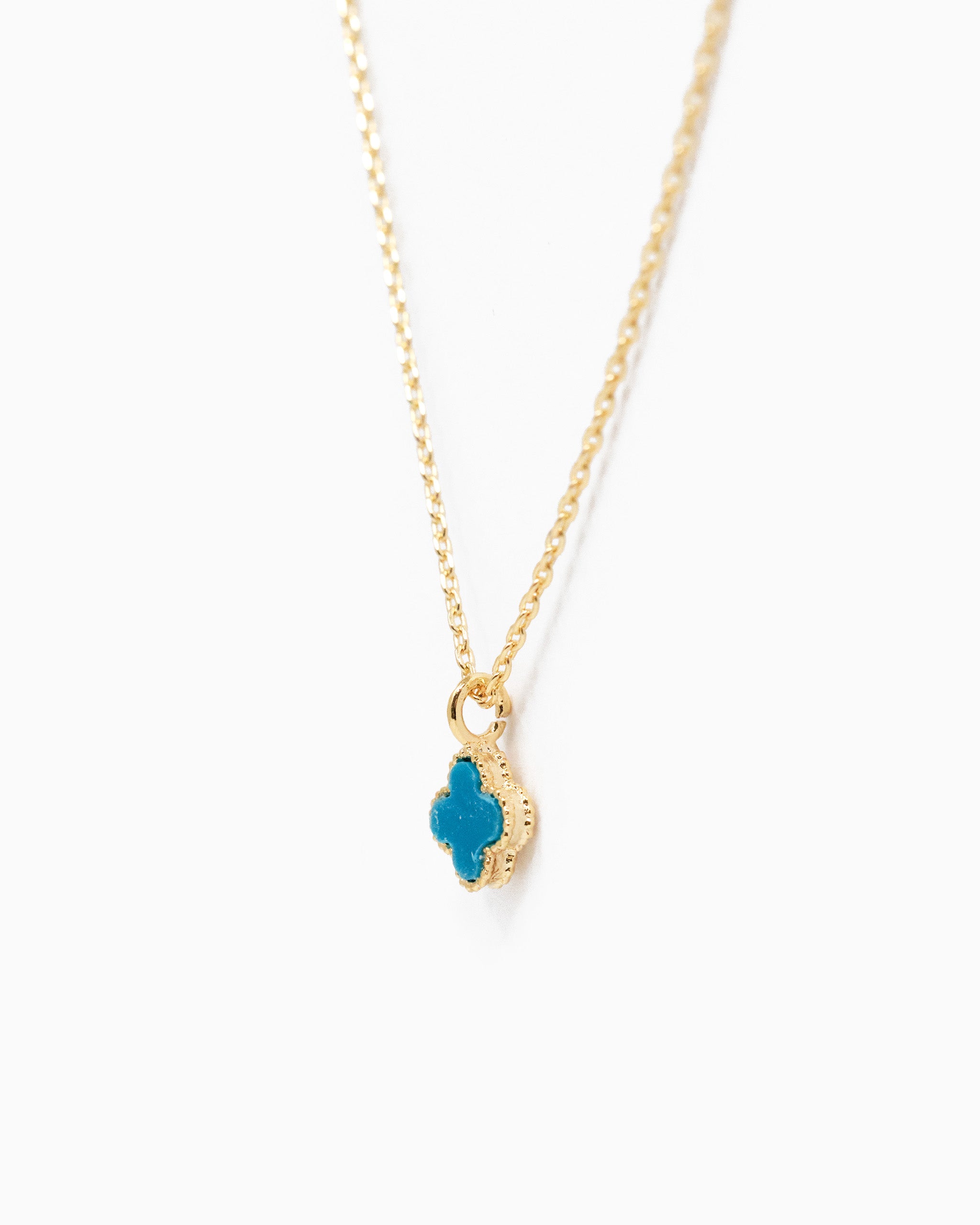 Milgrain Colored Clover Pendant Necklace