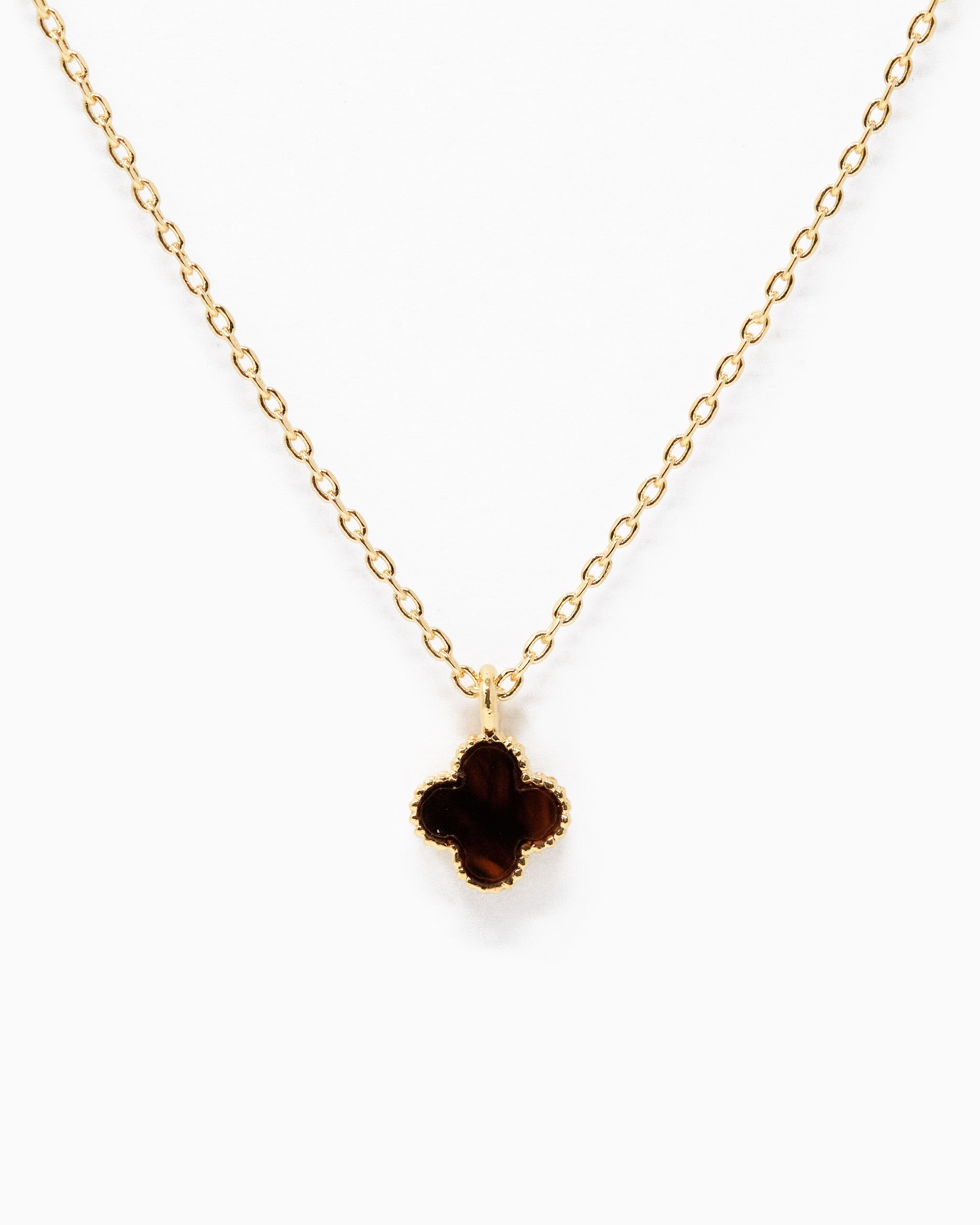 Milgrain Colored Clover Pendant Necklace-3