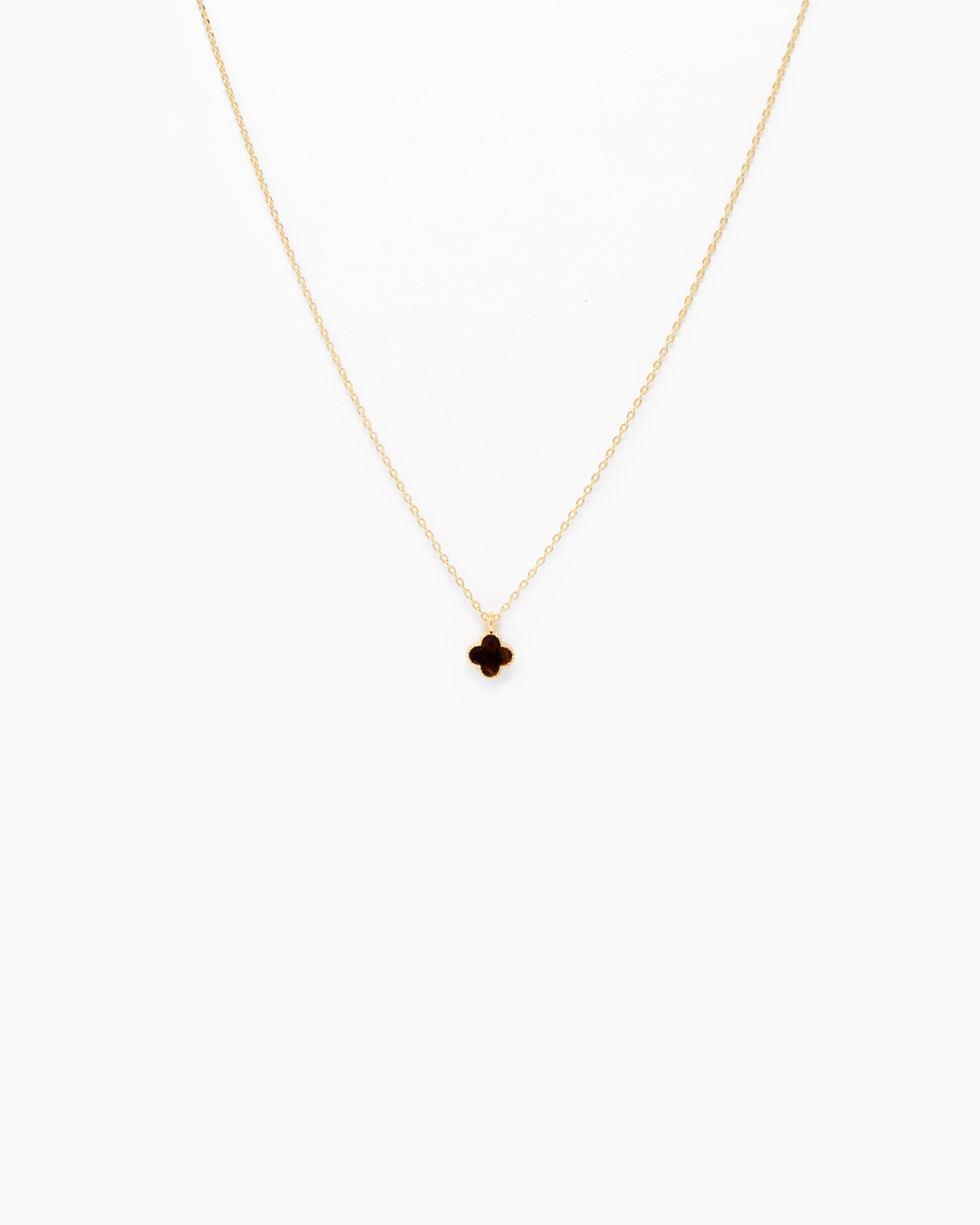 Milgrain Colored Clover Pendant Necklace-5