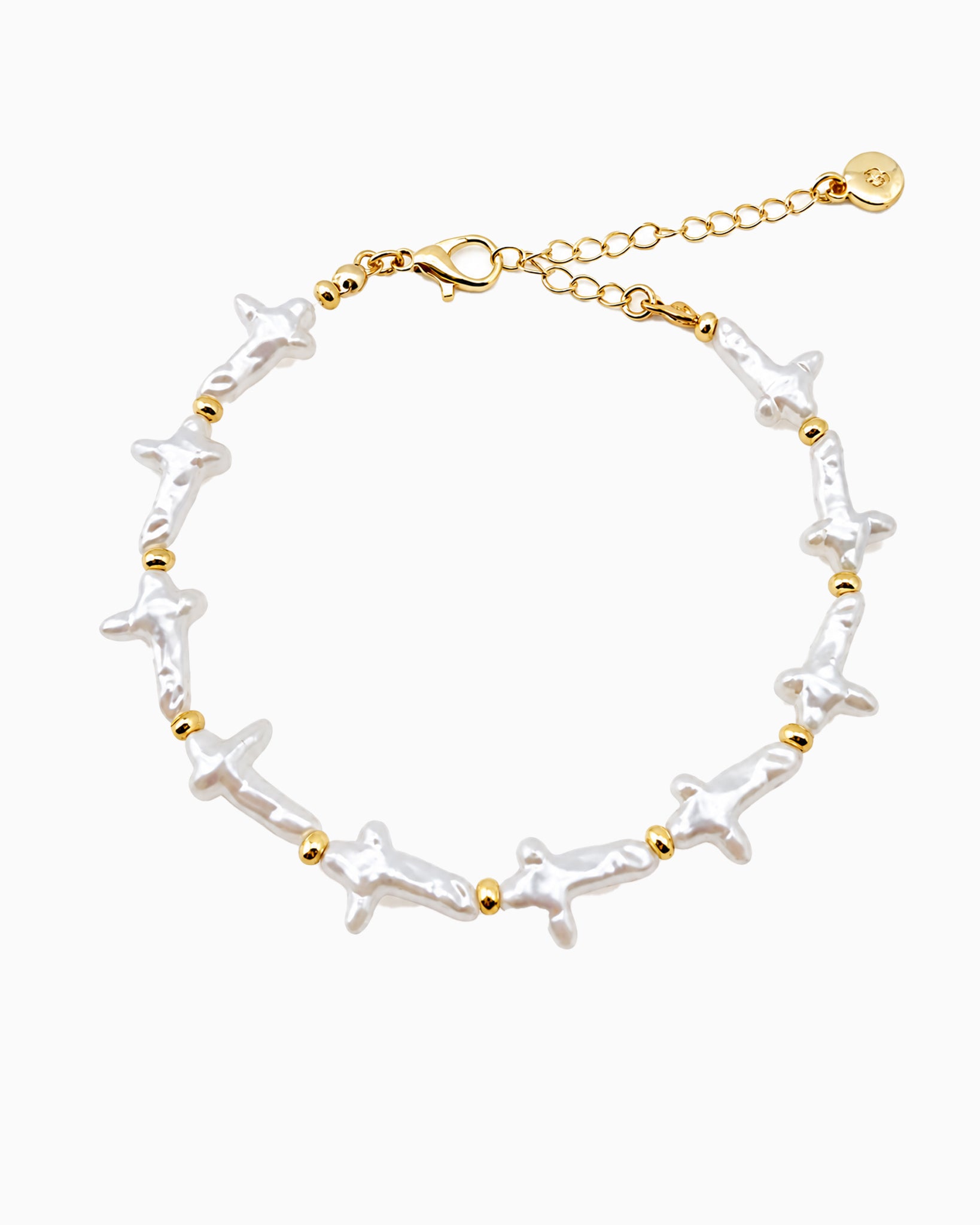 Organic Cross Pearl Bracelet