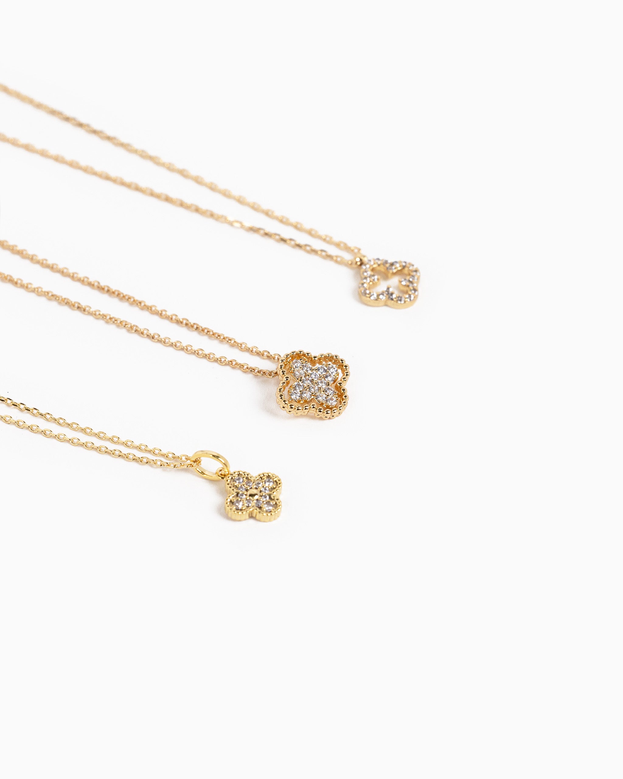 Open CZ Clover Pendant Necklace-5