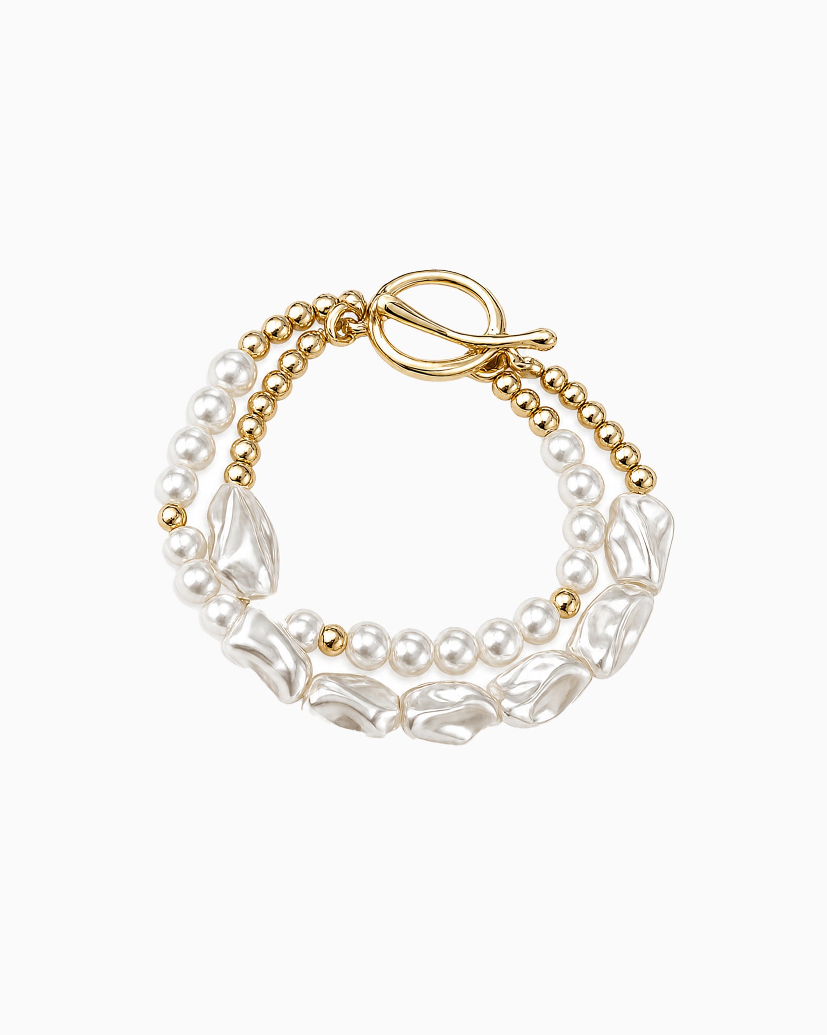 2 Layer Pearl Strand Toggle Bracelet-3