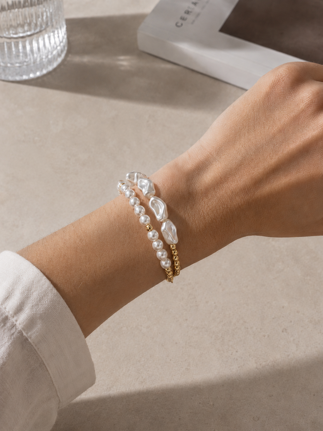 2 Layer Pearl Strand Toggle Bracelet