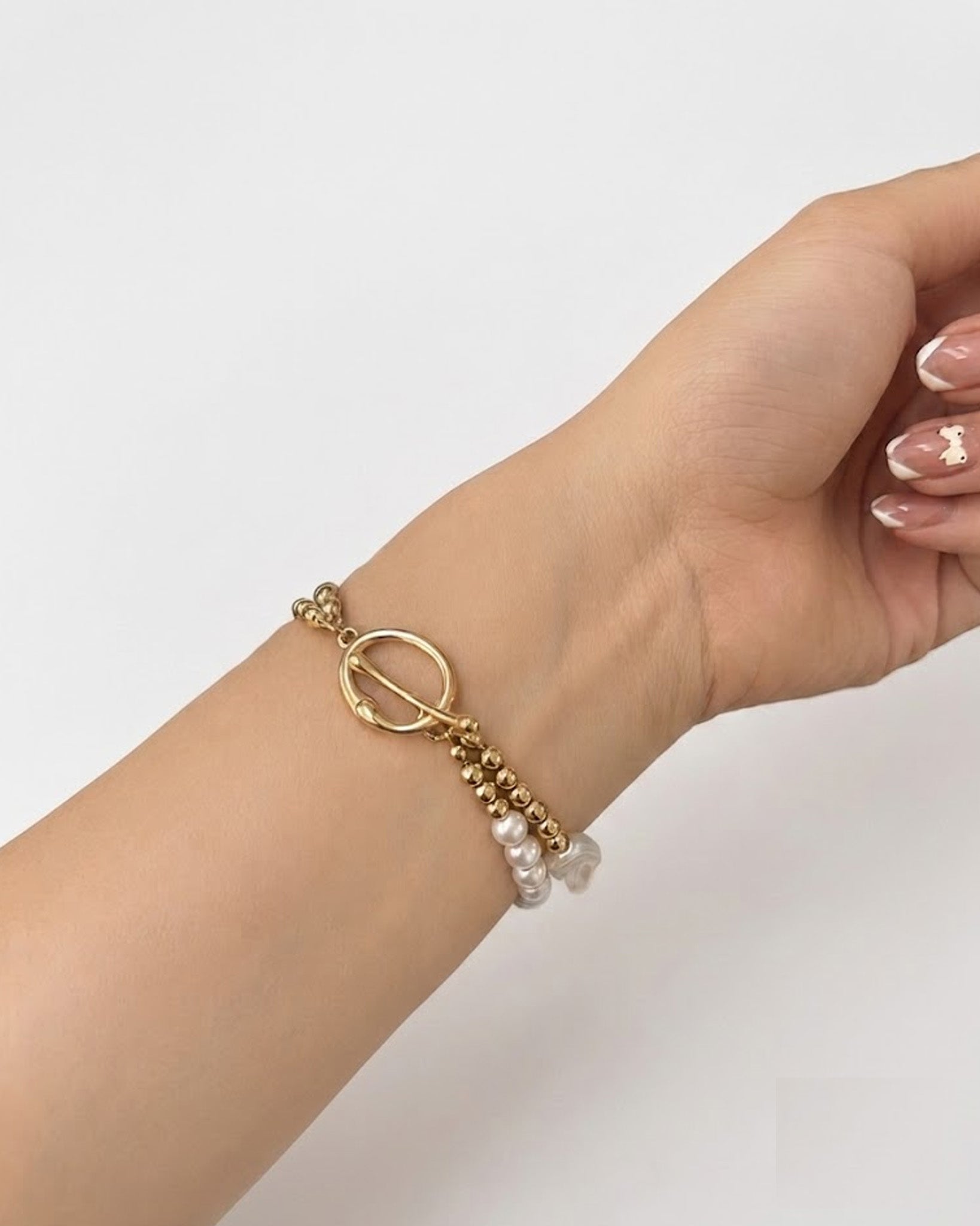 2 Layer Pearl Strand Toggle Bracelet