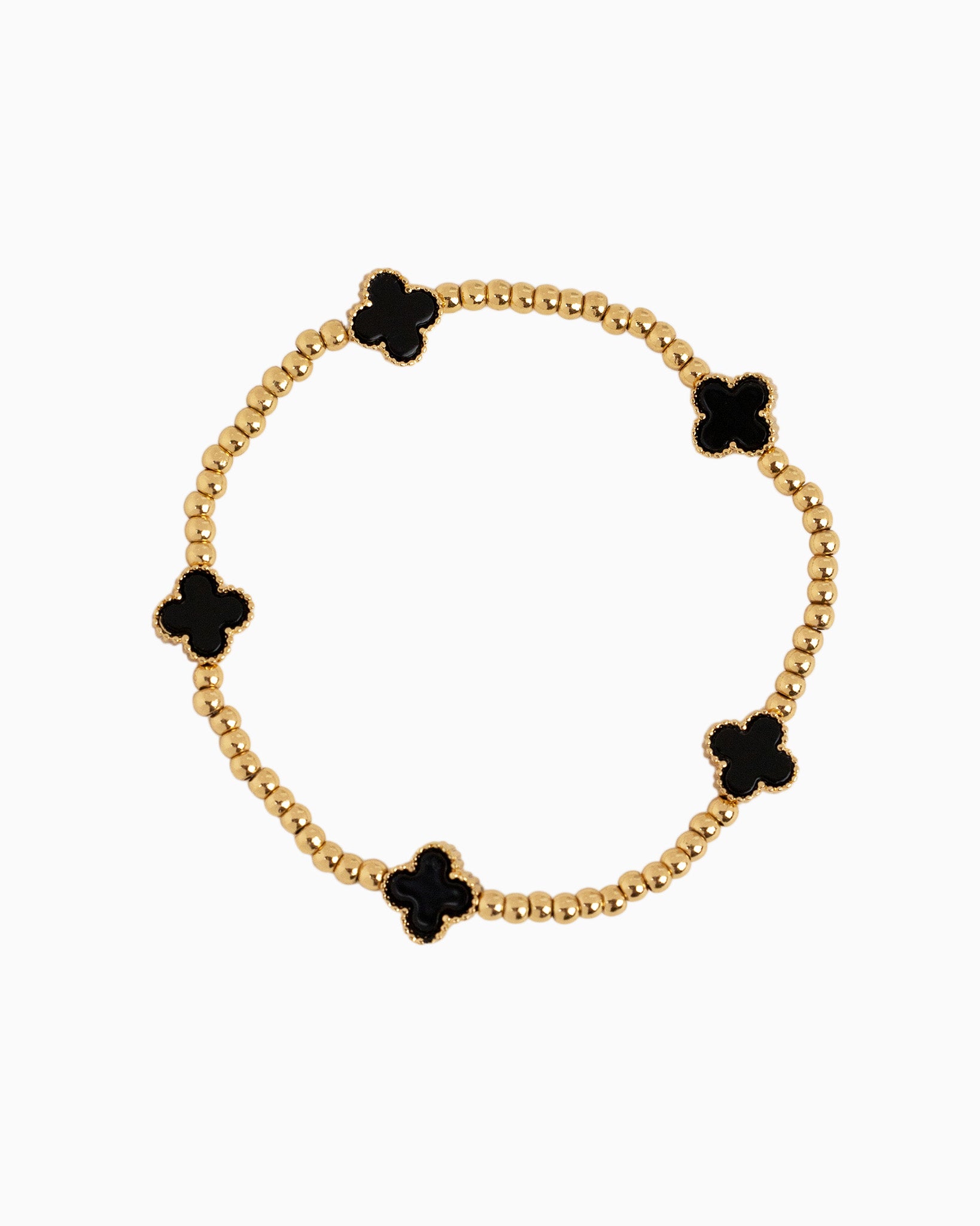 MOP Clover Stretch Bead Bracelets, Set of 3