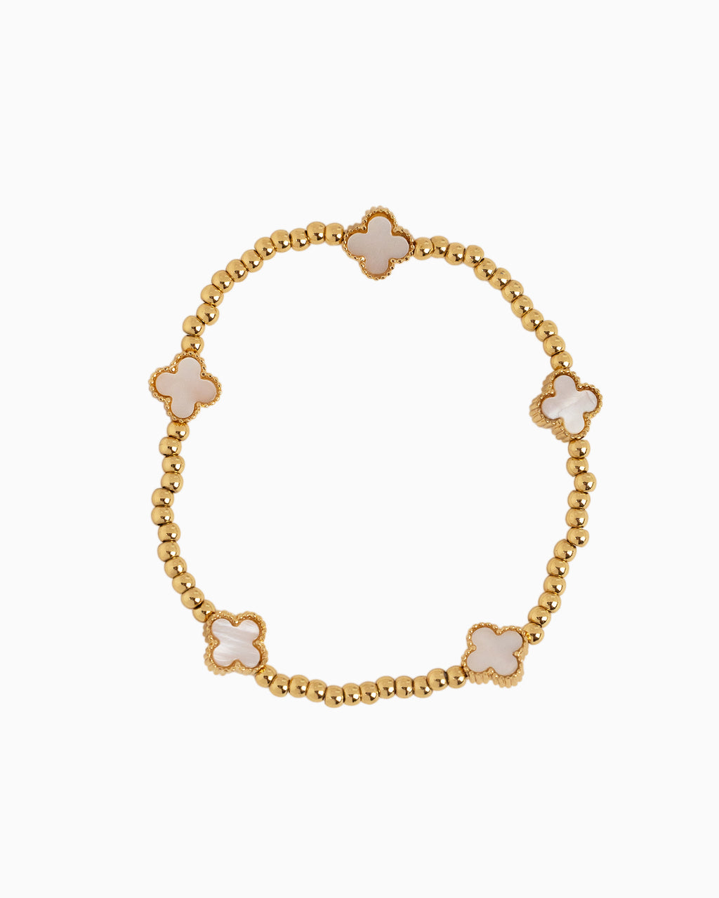 MOP Clover Stretch Bead Bracelets, Set of 3