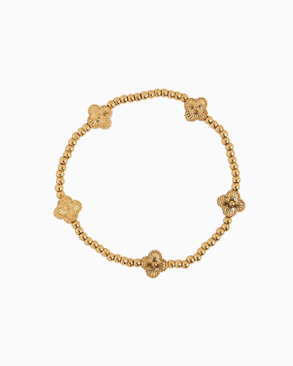 MOP Clover Stretch Bead Bracelets, Set of 3