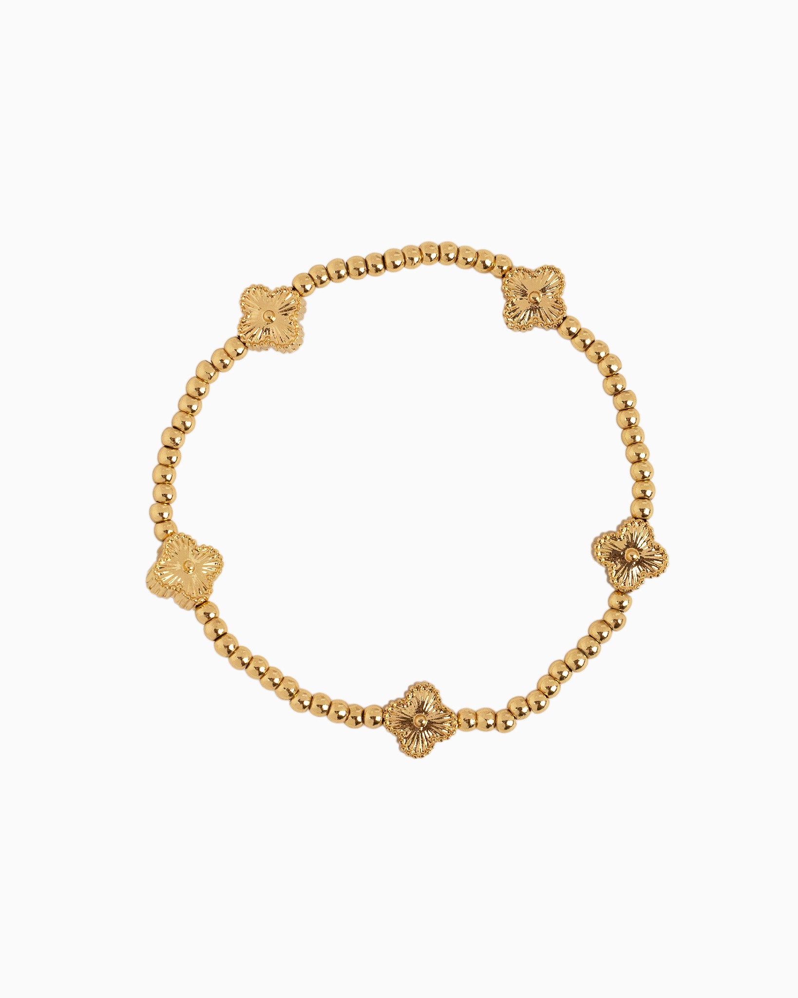 MOP Clover Stretch Bead Bracelets, Set of 3