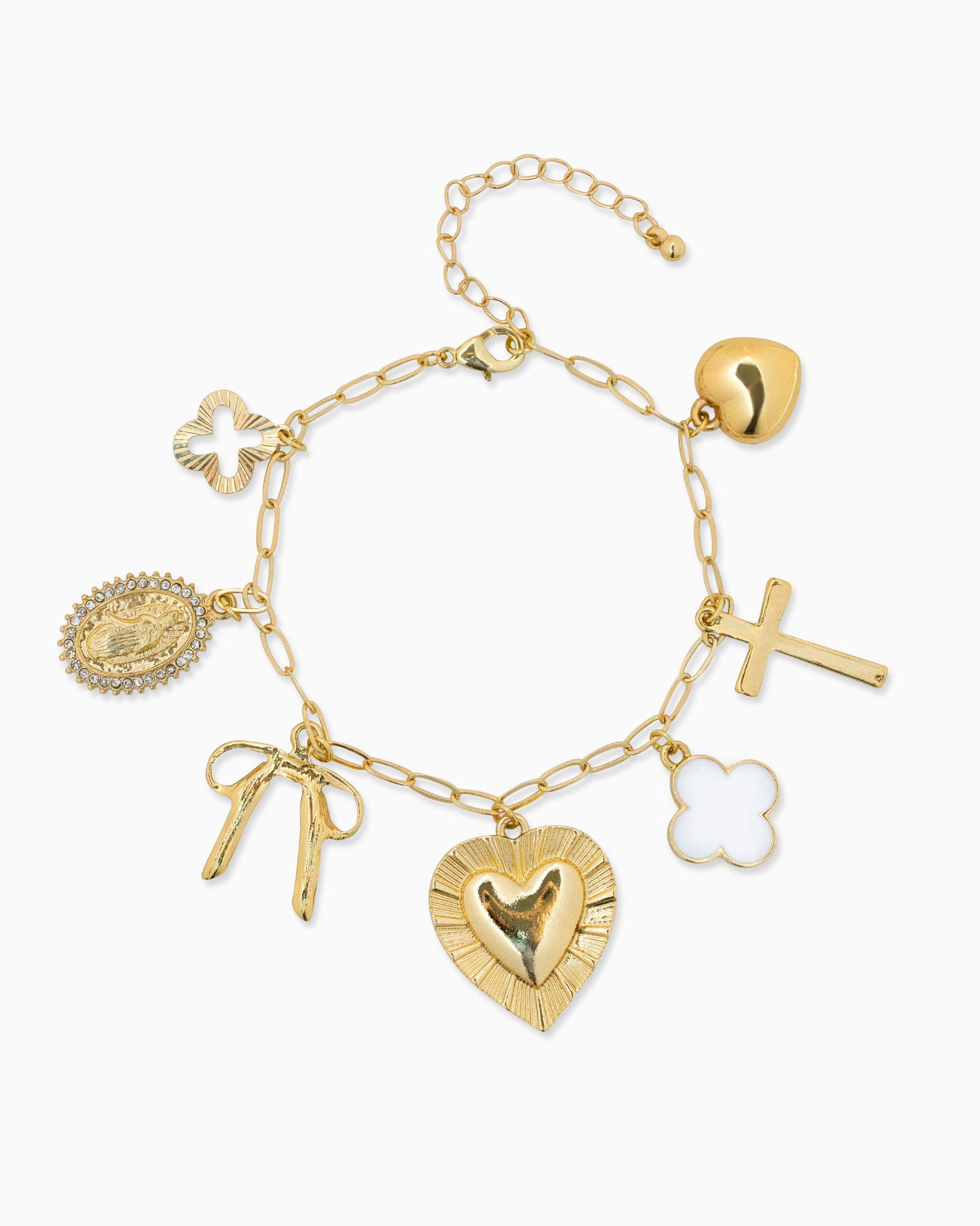 Heart Multi Gold Charm Bracelet