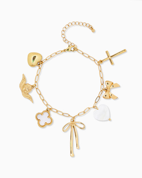 Bow Multi Gold Charm Bracelet