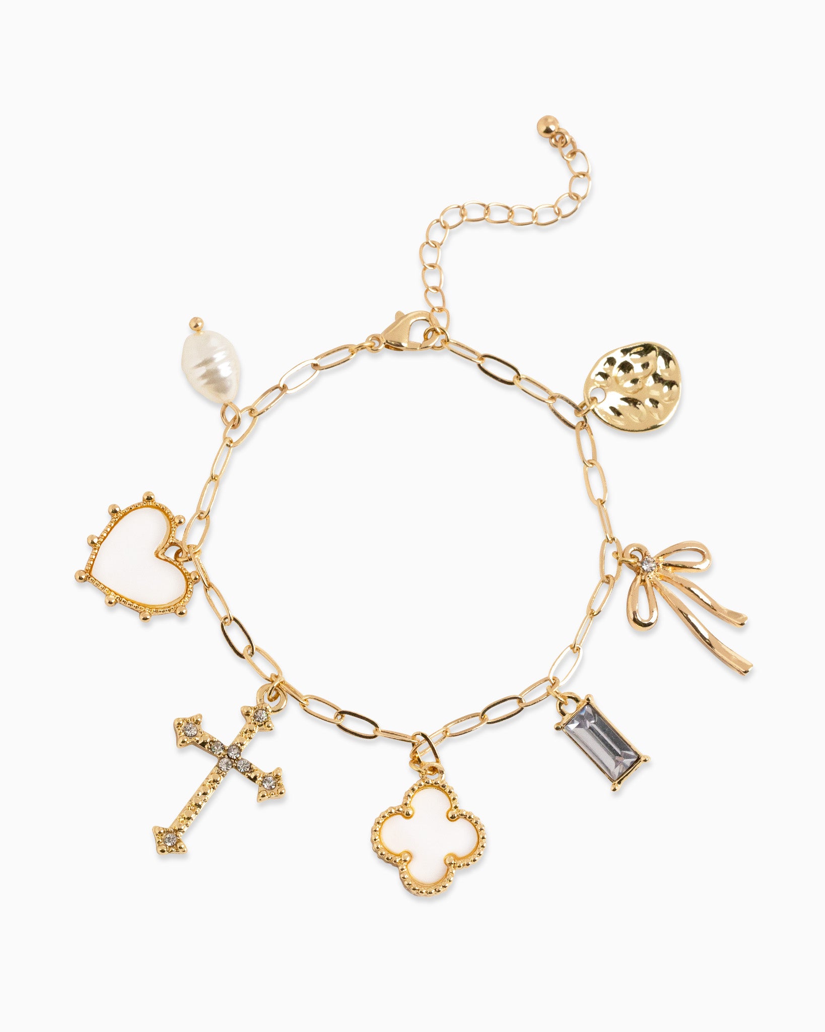 MOP Clover Multi Gold Charm Bracelet