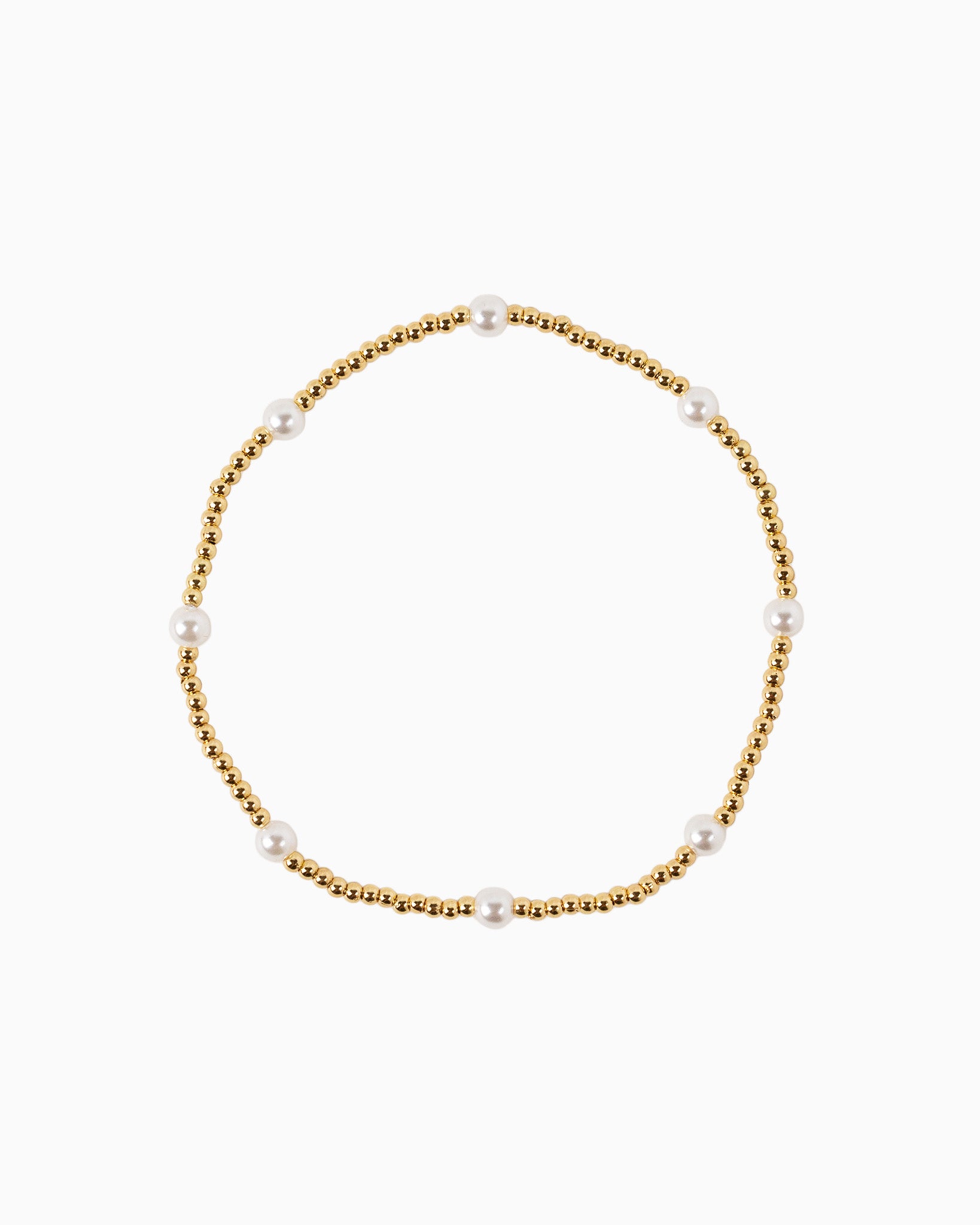 Gold Ball Bead Pearl Accent Bracelets, Set of 5