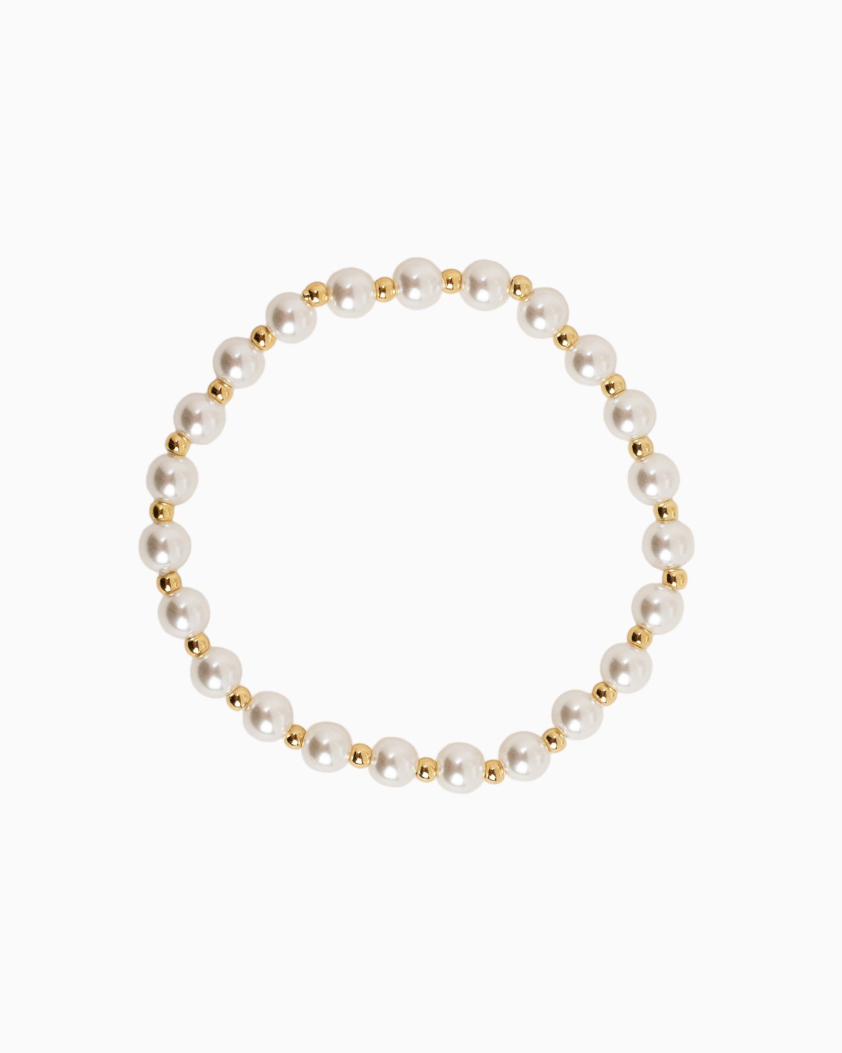 Gold Cross Pearl Bead Variety Stretch Bracelets, Set of 3