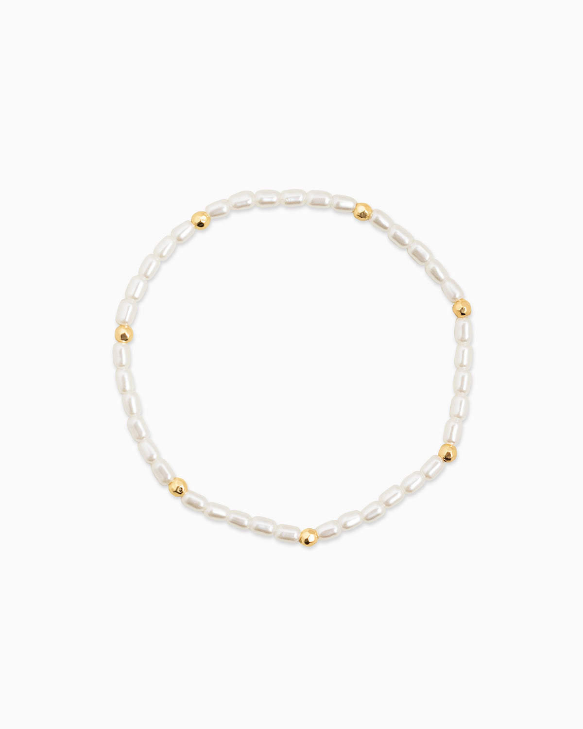 Simple Gold Ball and Pearl Stretch Bracelet Set of 5