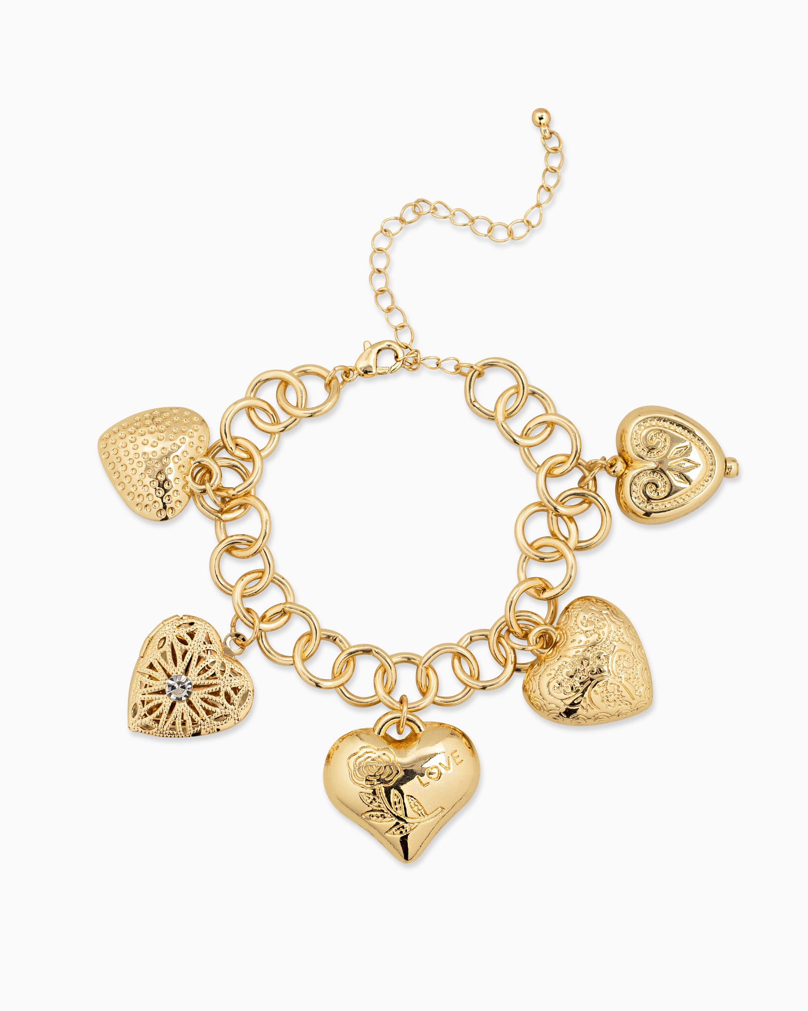 Chunky Heart Variety Charm Bracelet