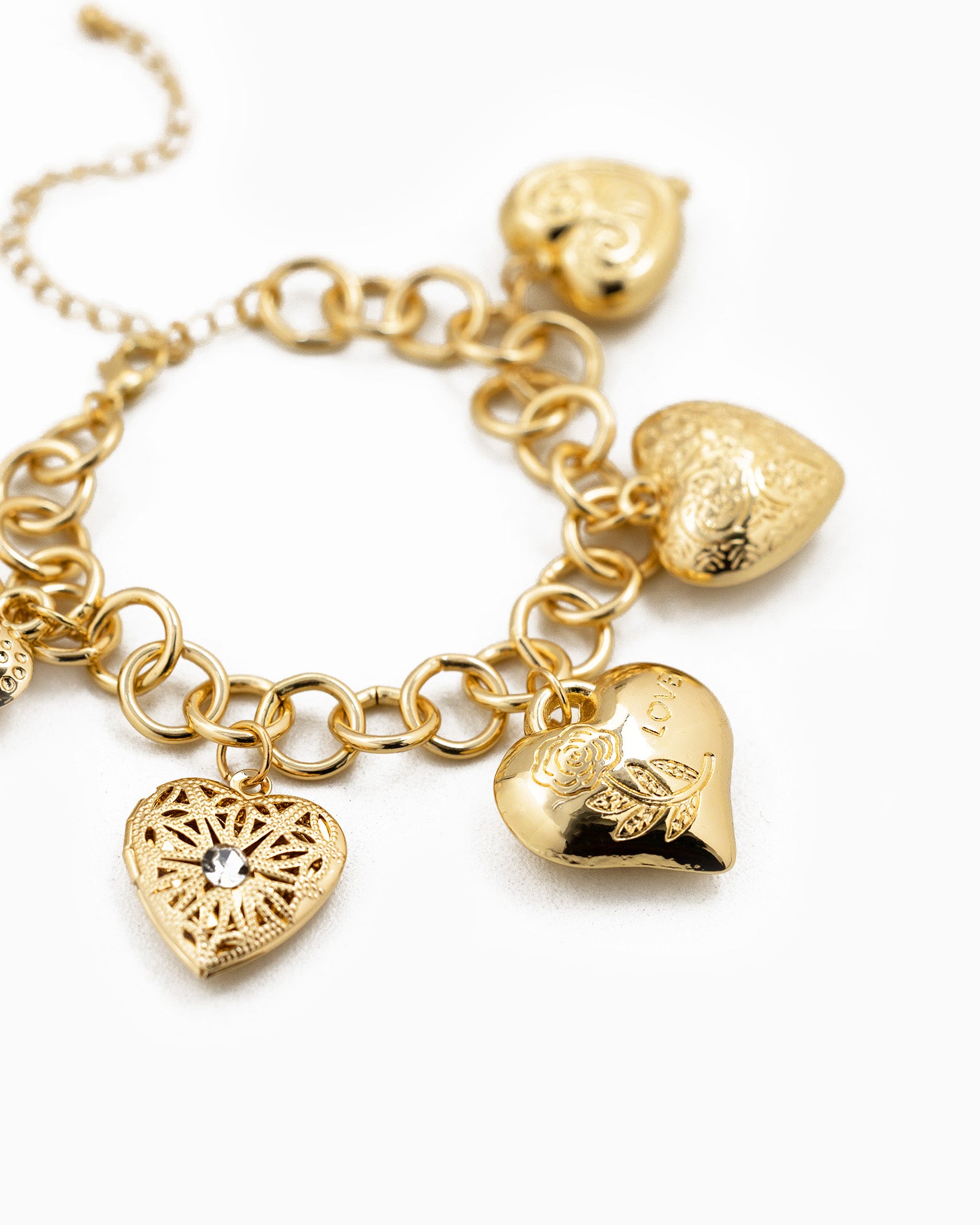 Chunky Heart Variety Charm Bracelet