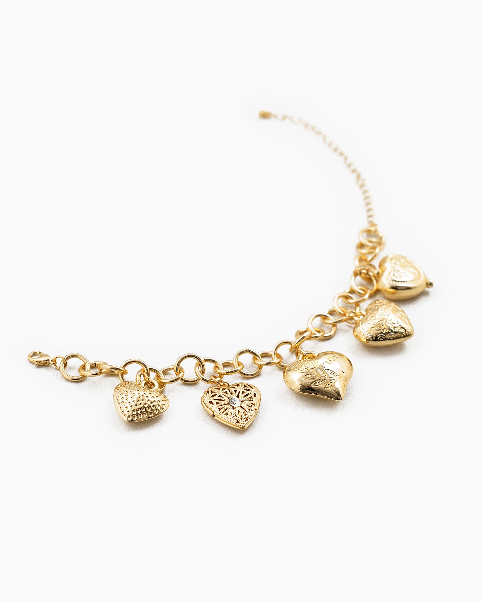 Chunky Heart Variety Charm Bracelet