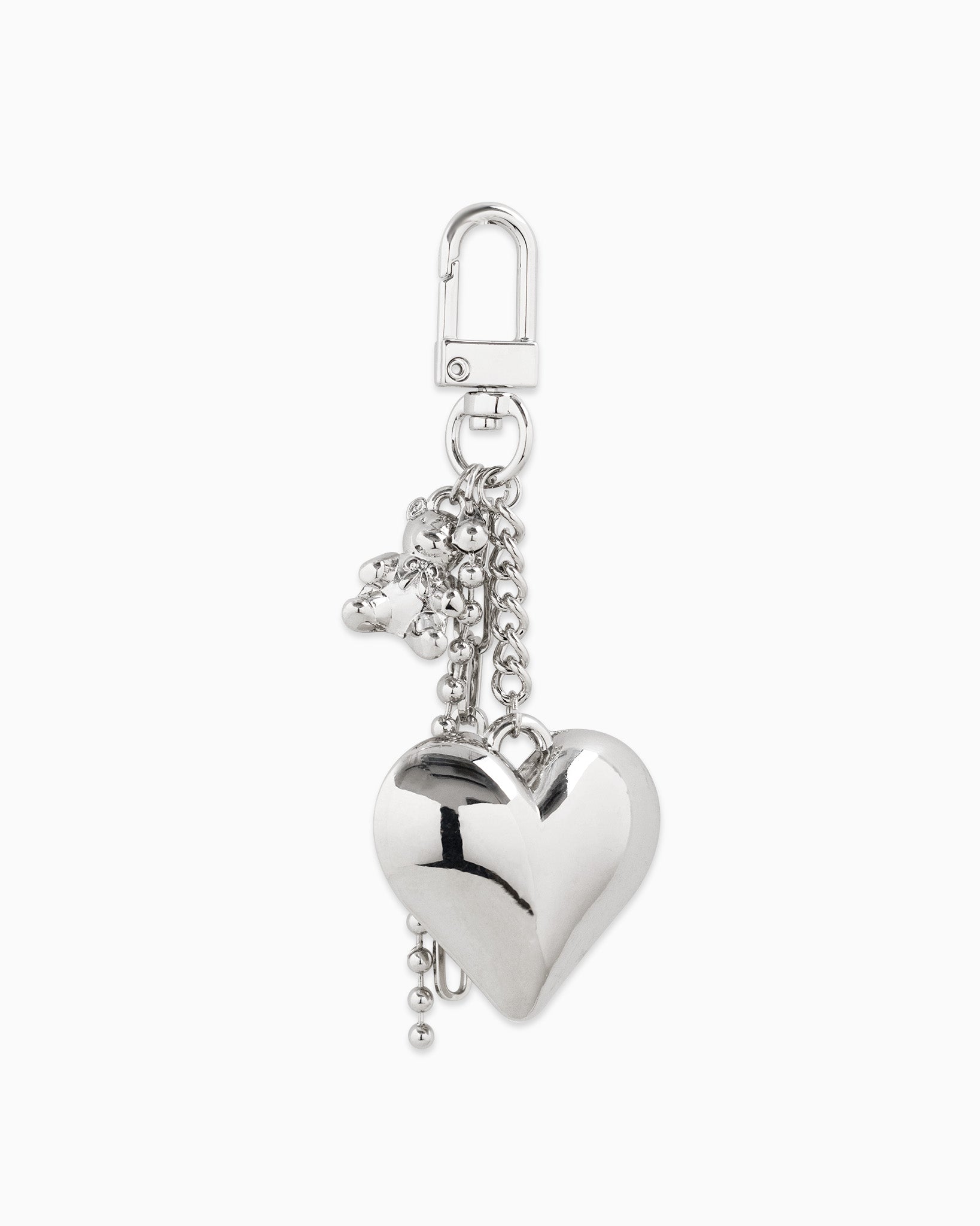 Puffy Heart, Bear, Linear Metal Chain Bag Charm