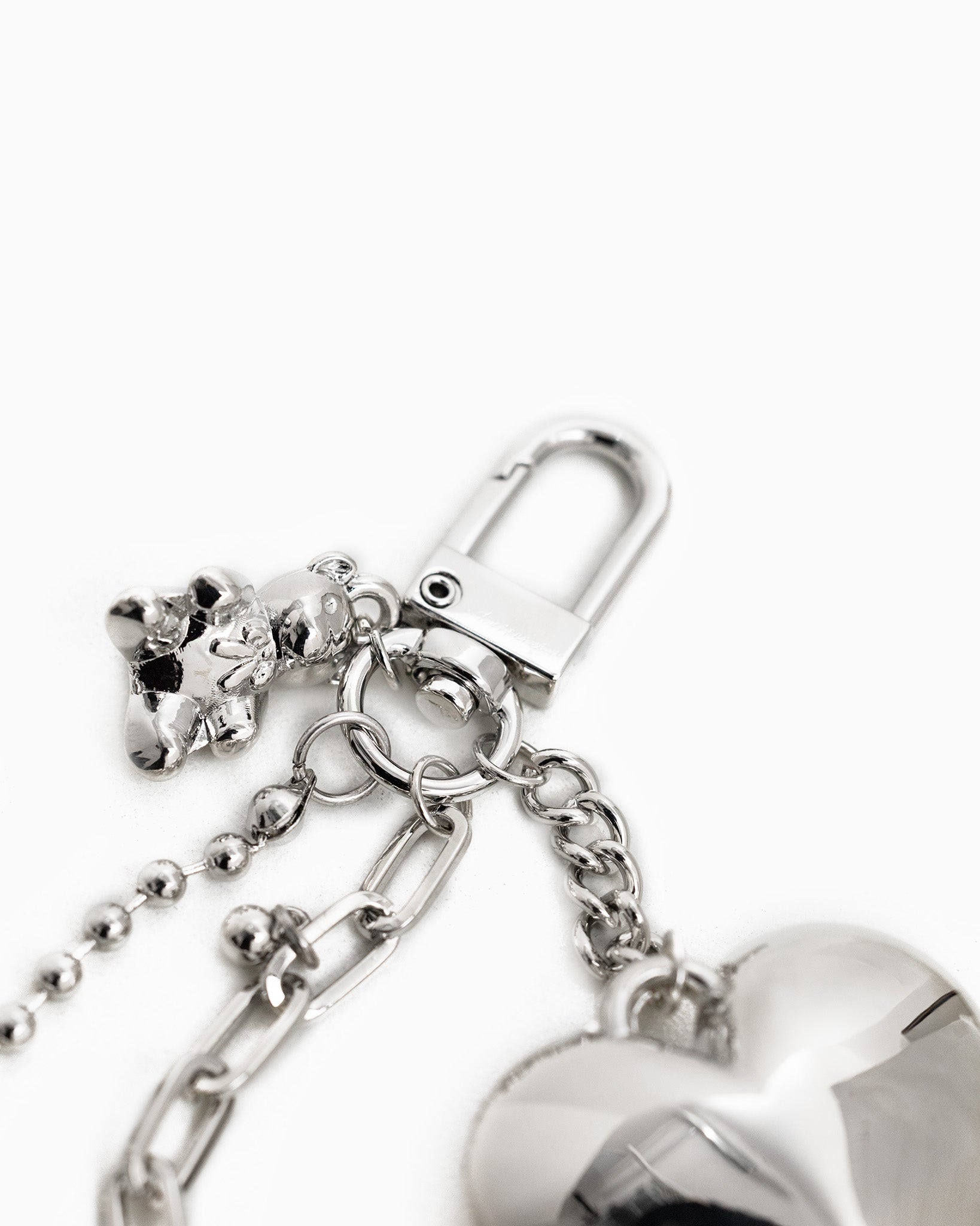 Puffy Heart, Bear, Linear Metal Chain Bag Charm