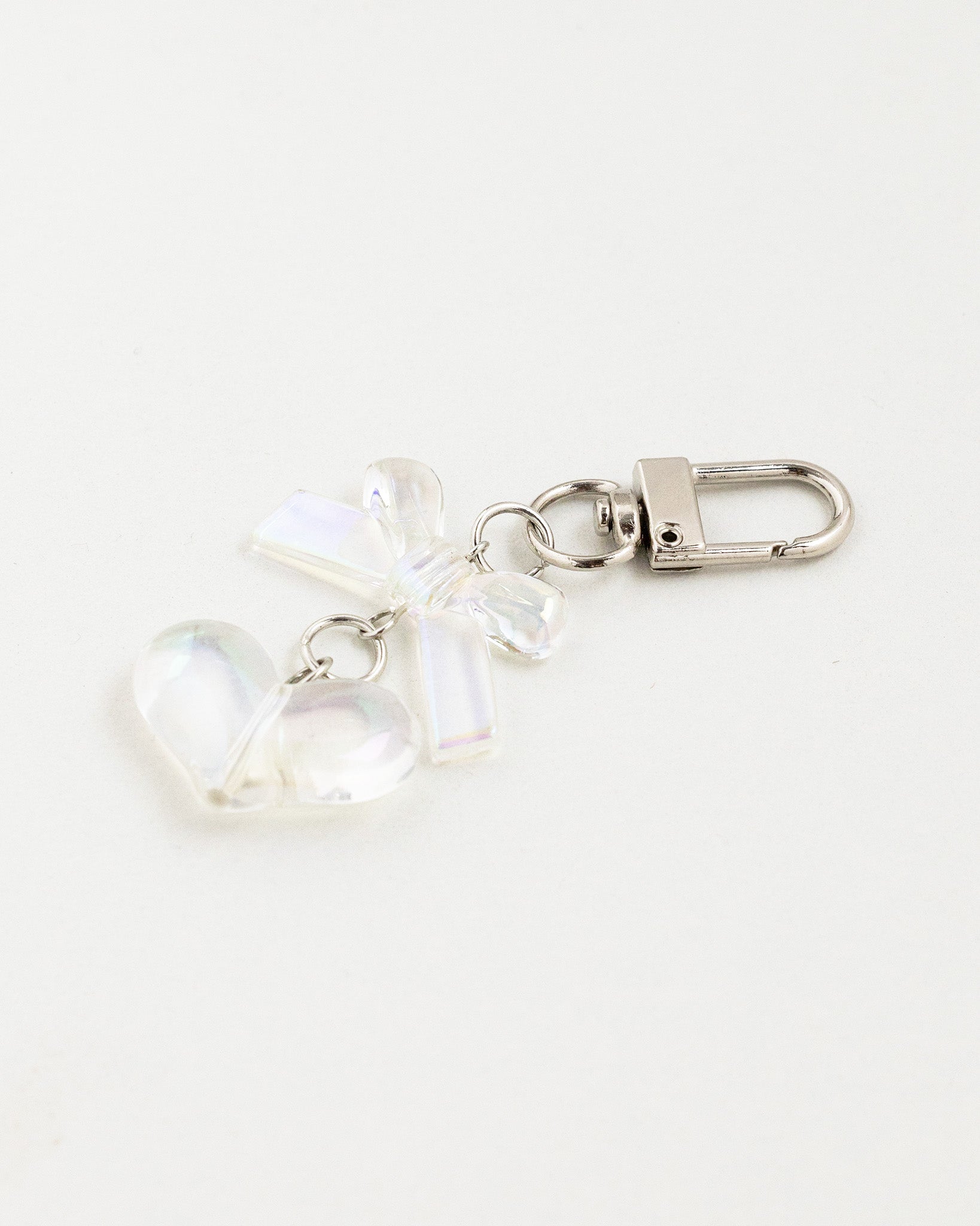 Clear Puffy Bow and Heart Linear Bag Charm