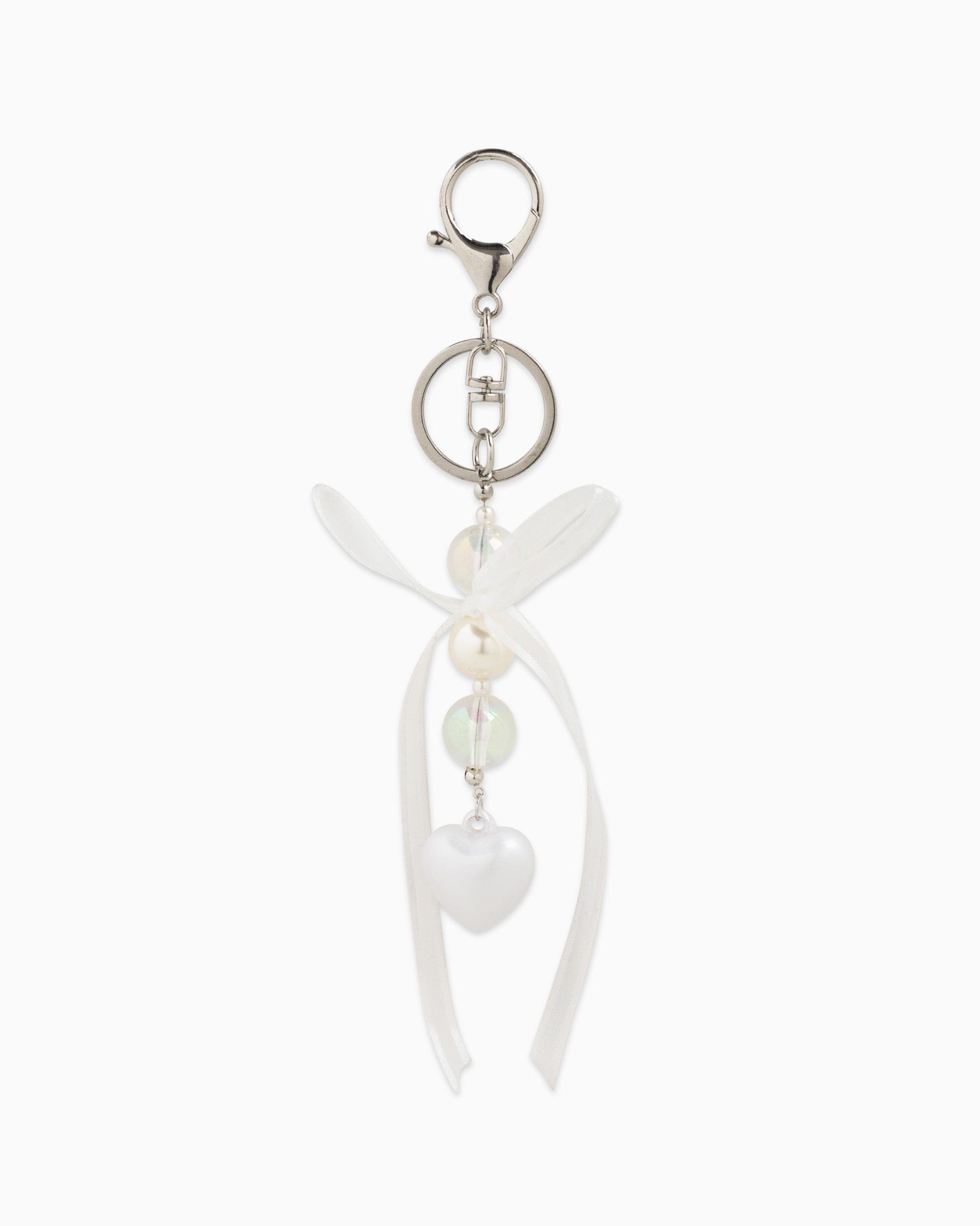 Clear Bead Bow Fabric Bag Charm