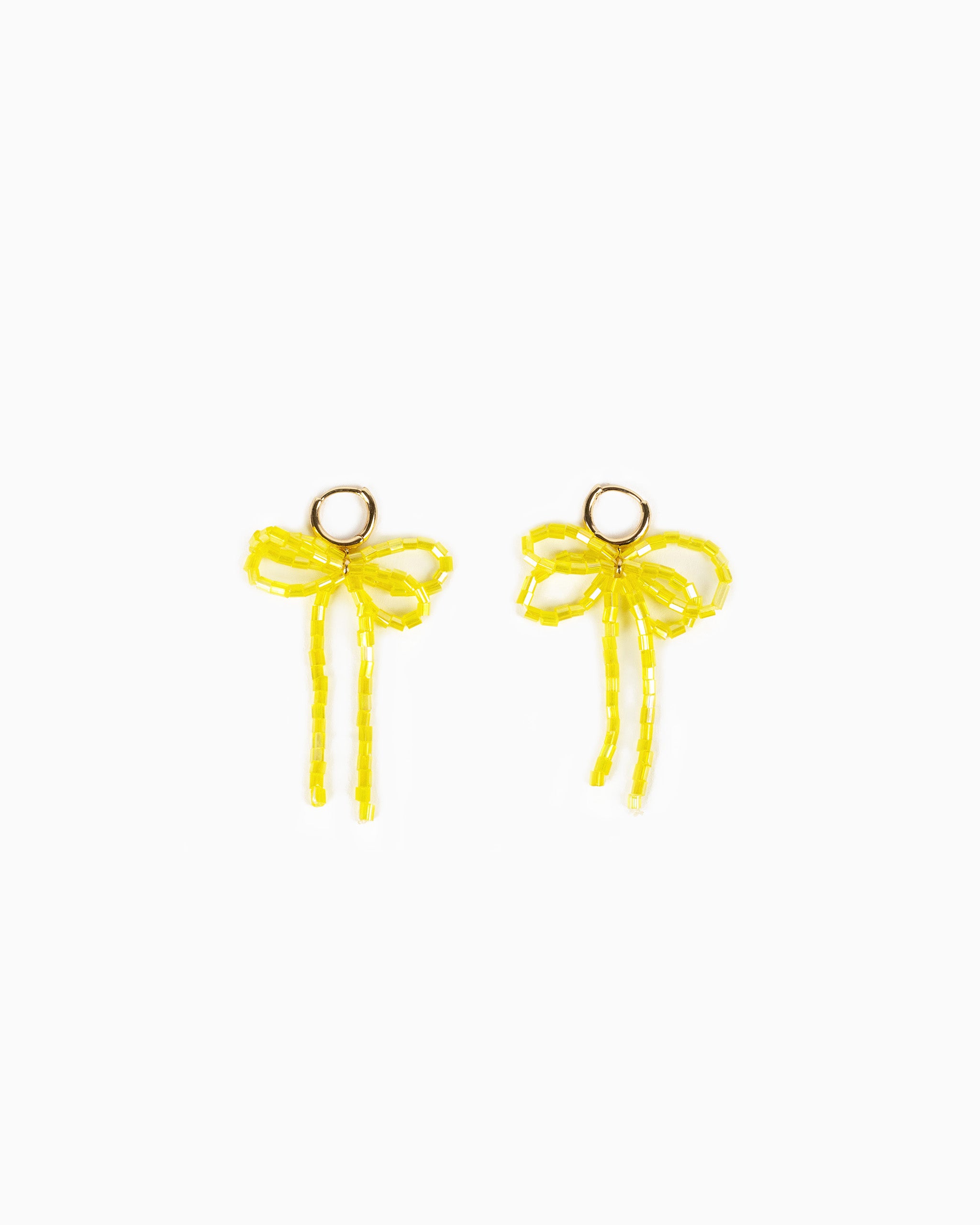 Rectangle Bead Bow Huggie Hoop Earrings-16