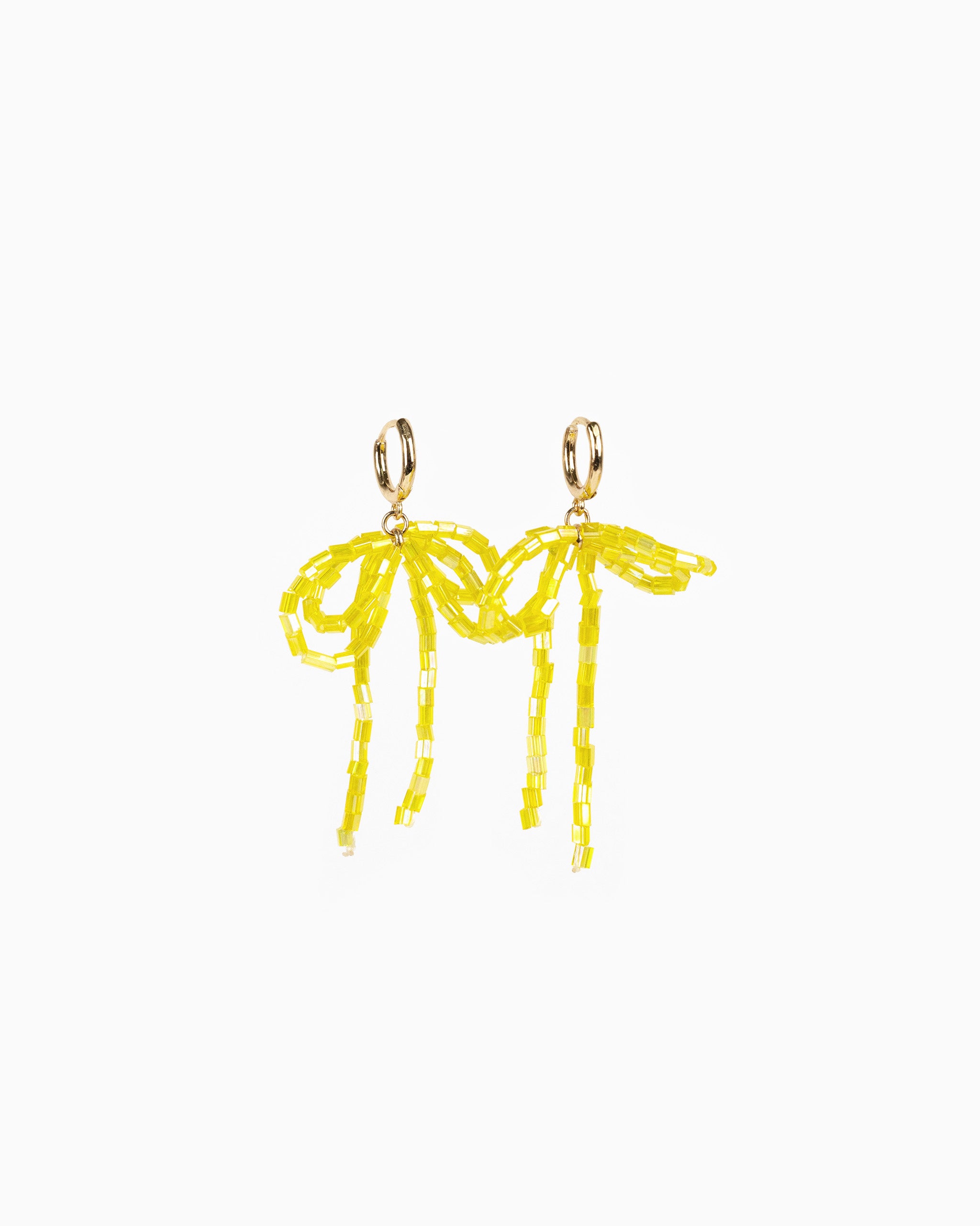 Rectangle Bead Bow Huggie Hoop Earrings-17