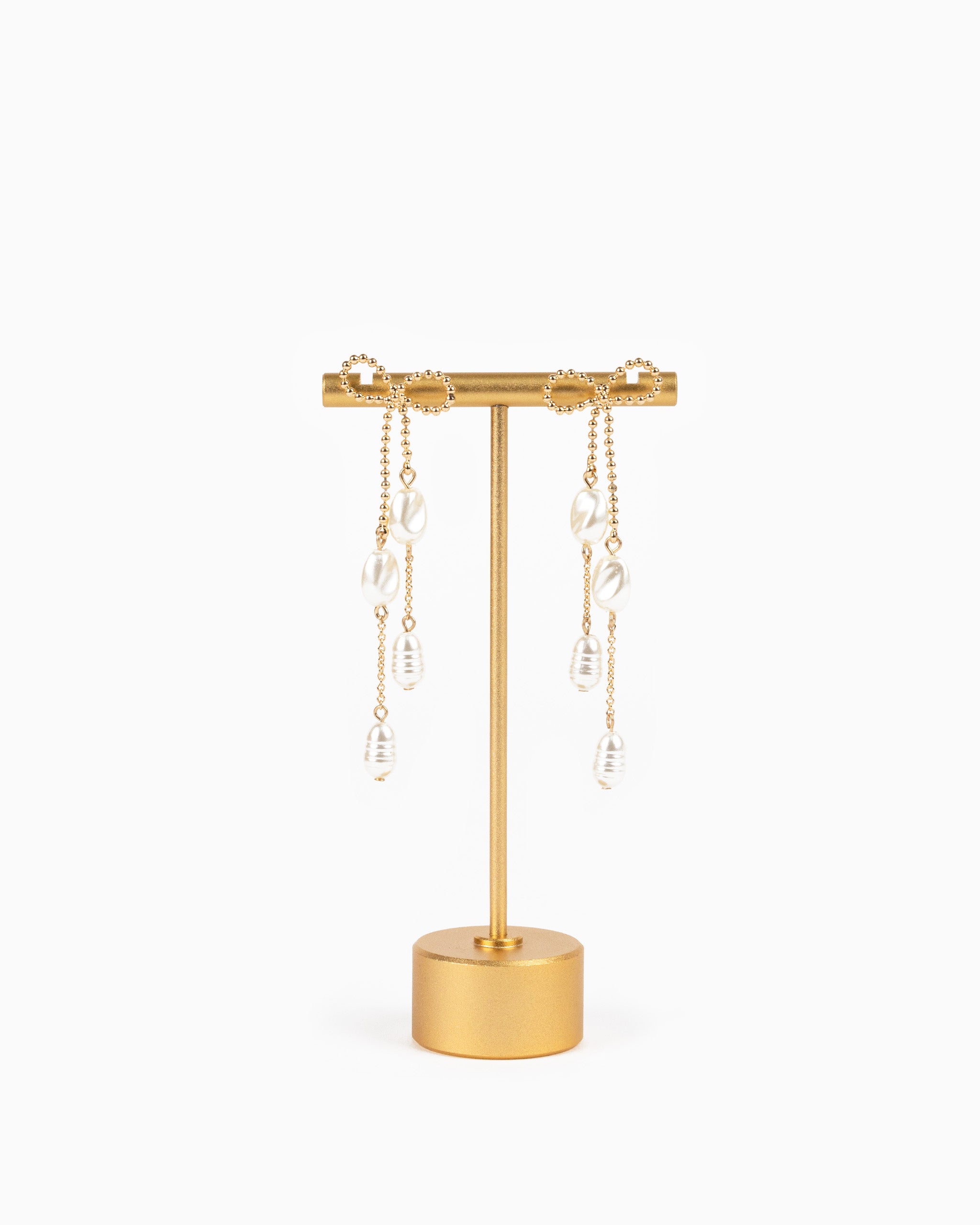 Long Bow Pearl Deco Drop Earrings